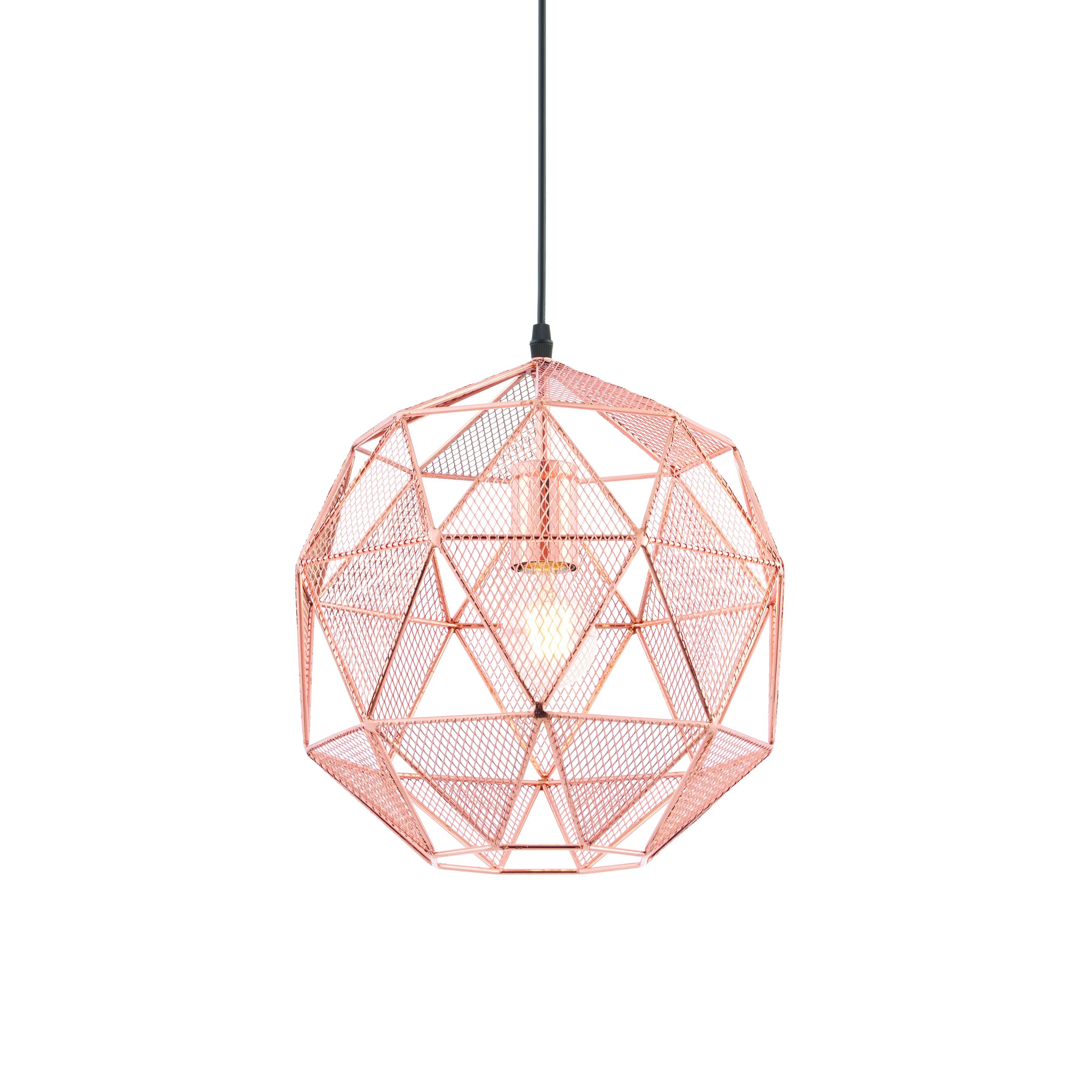 Armour 1 Light E27 Copper Geometric Angular Design Adjustable Pendant