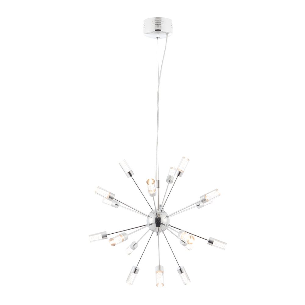 Glacier 18 Light 18W Integrated LED 2800K, 995lm Polished Chrome Adjustable Sputnik Pendant