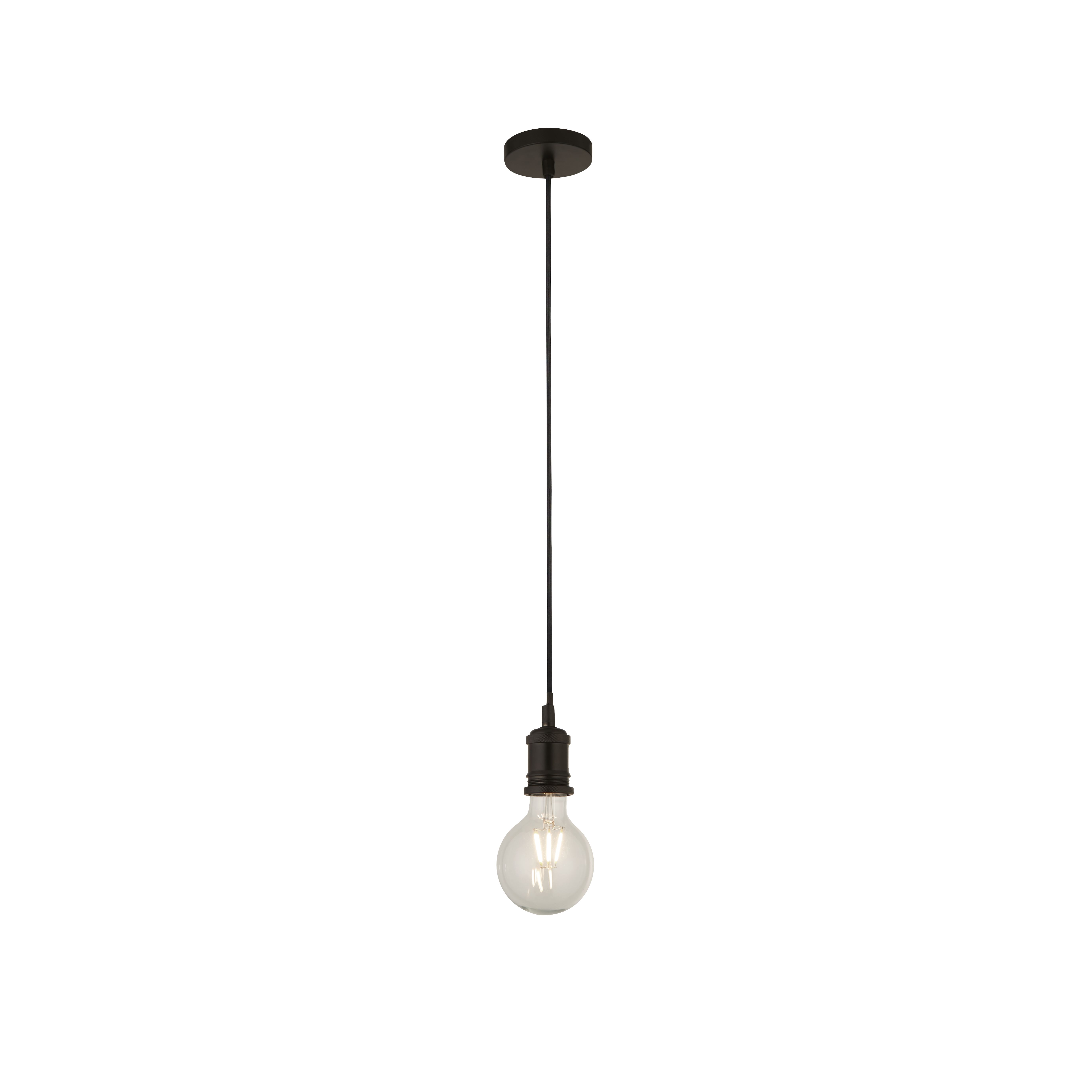 Black 1 Light Suspension Pendant With 1.5m Black Textile Cable