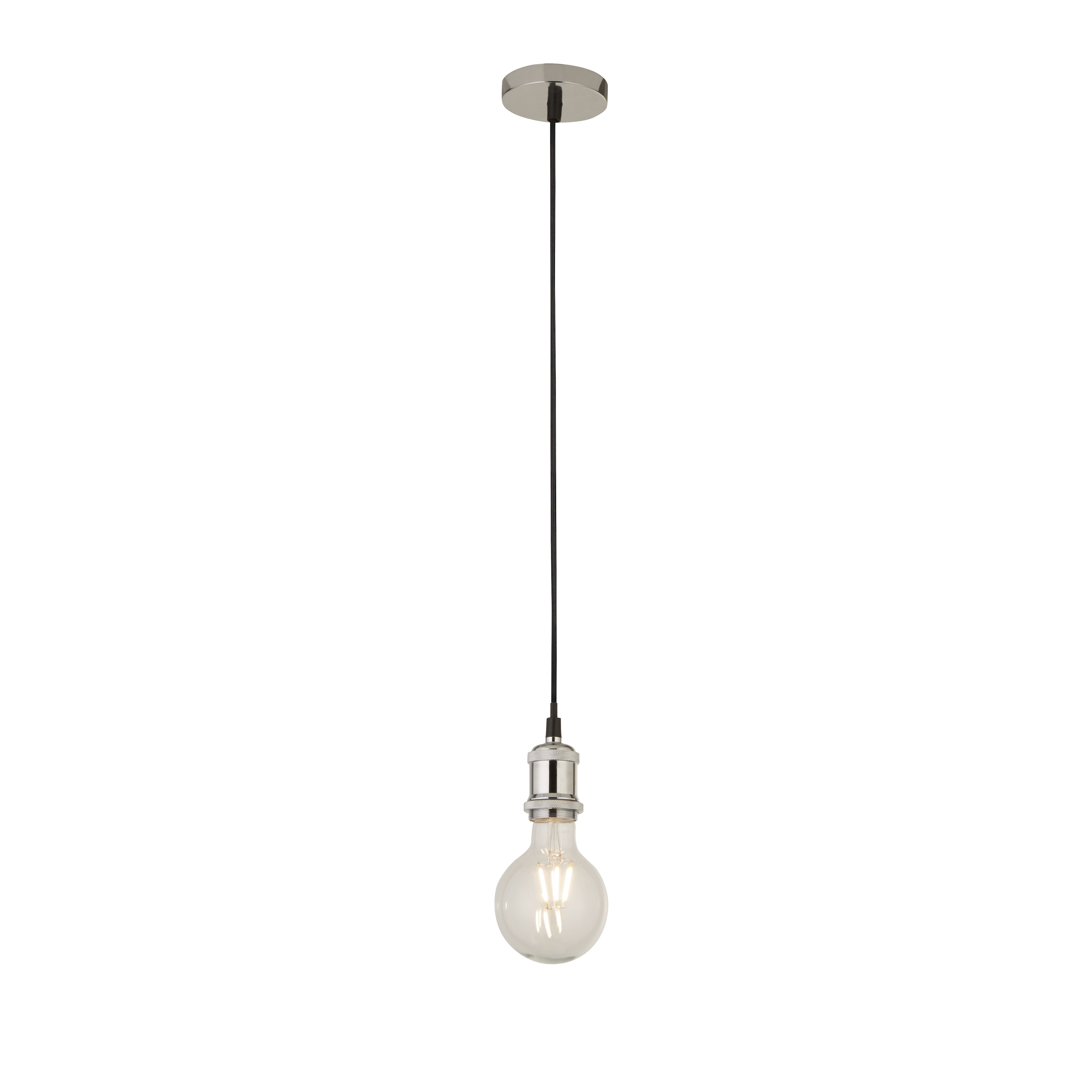 Chrome 1 Light Suspension Pendant With 1.5m Black Textile Cable