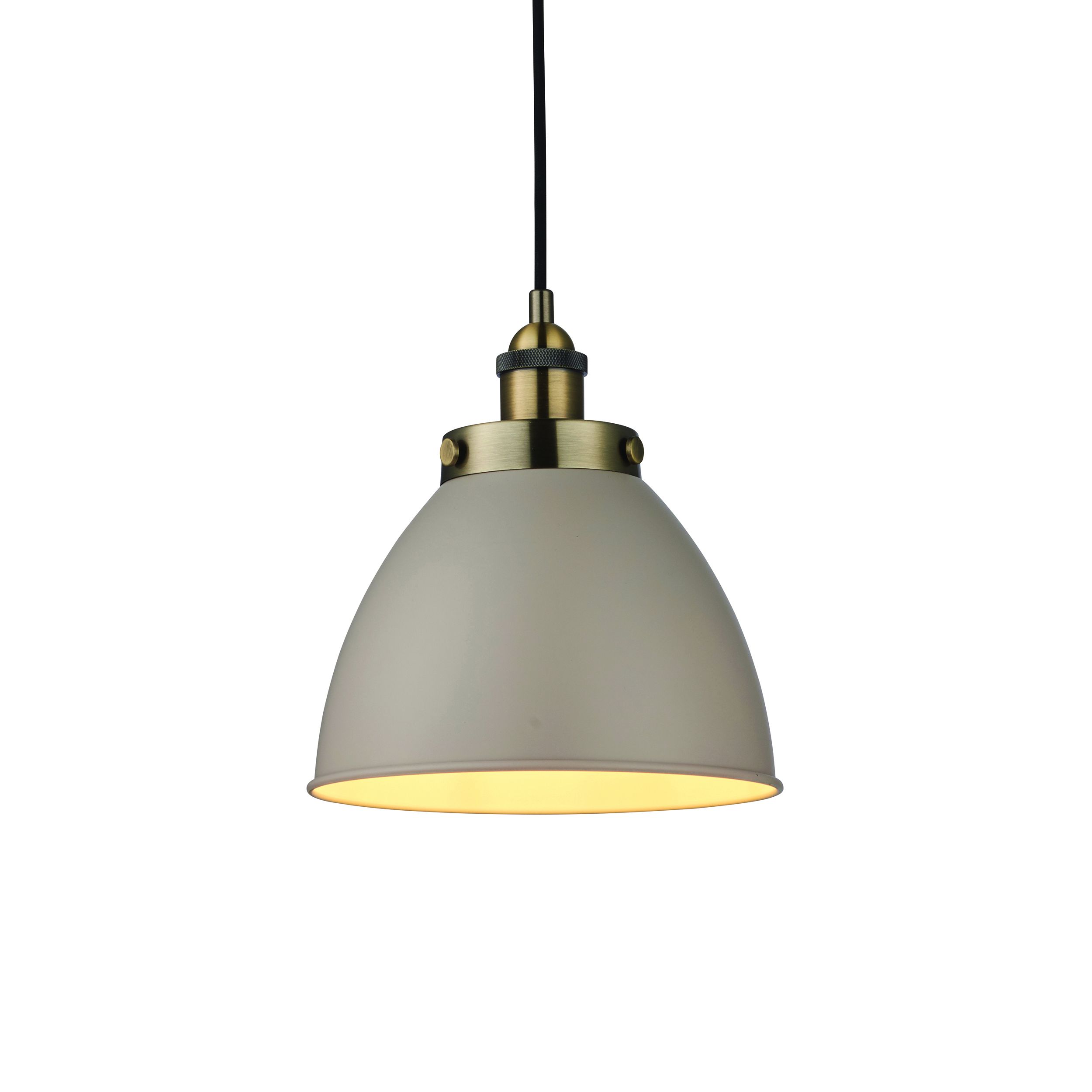 Franklin 1 Light E27 Antique Brass Adjustable Pendant With 235mm Vintage Stone Colour Paint Shade