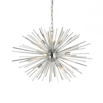 Lena 9 Light G9 Polished Chrome Adjustable Sputnik Pendant With Textured Rods
