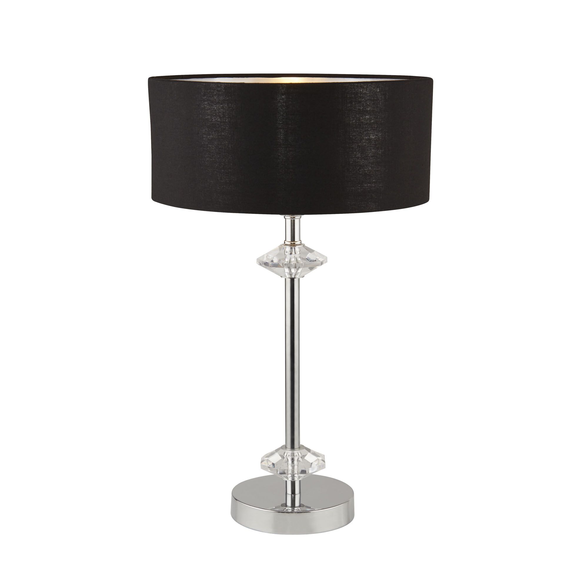 Searchlight 7651CC New Orleans Single Table Lamp Polished Chrome With Black Shade/Silver Inner Finish