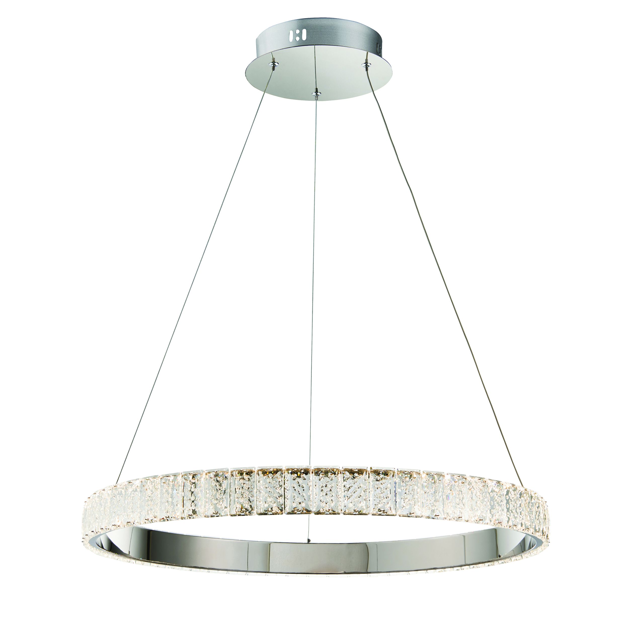 Celeste 1 Light 30W 1920lm LED Integrated Polished Chrome Adjustable Hoop Pendant With K5 Crystal