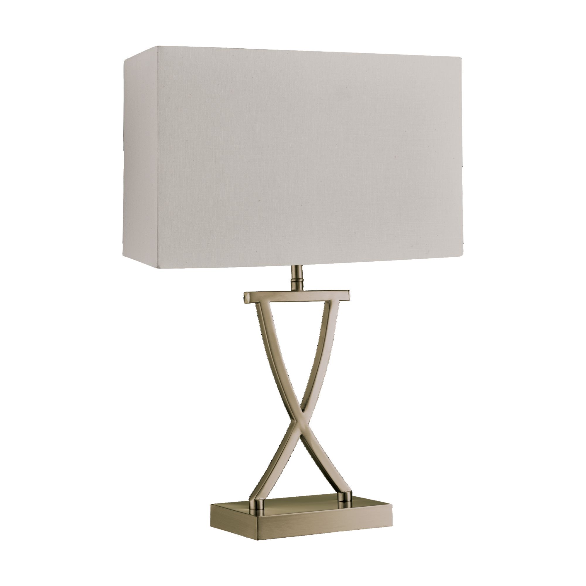 Club Table Lamp, Antique Brass, Cream Rectangle Shade