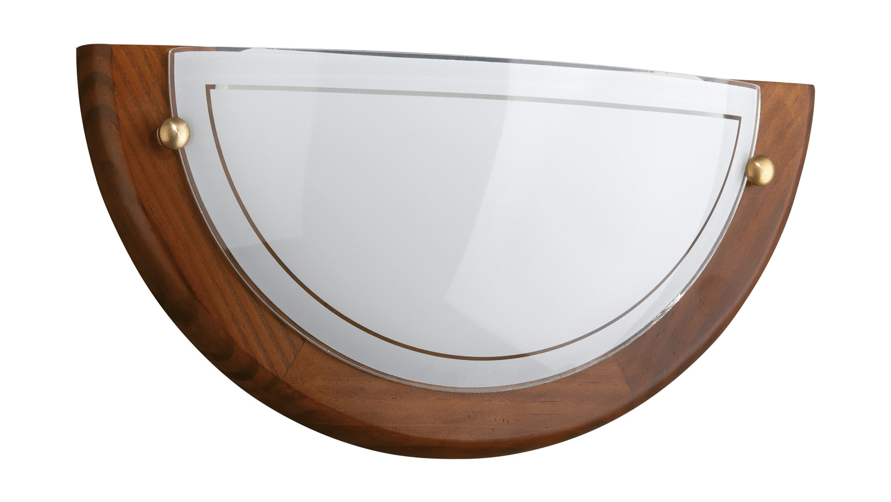 Rim 1 Light E27 Oak Flush Wall Light C/W Frosted/Clear Glass Shade