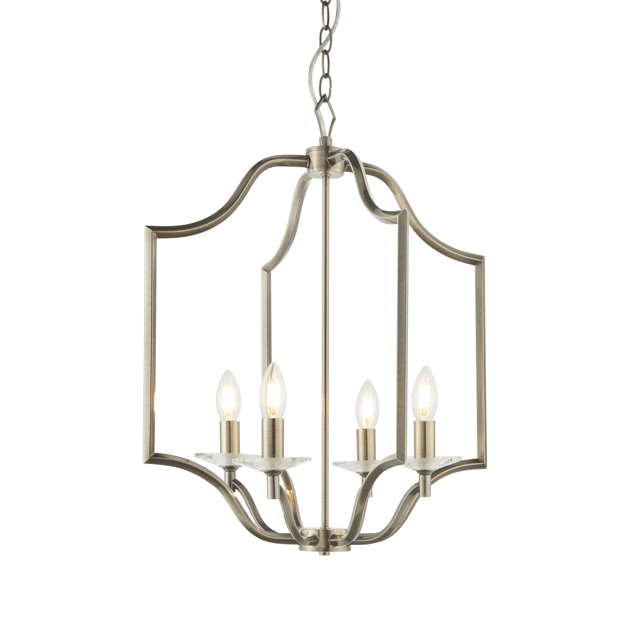 Lainey 4 Light E14 Antique Brass With Clear Crystal Sconces Adjustable Pendant