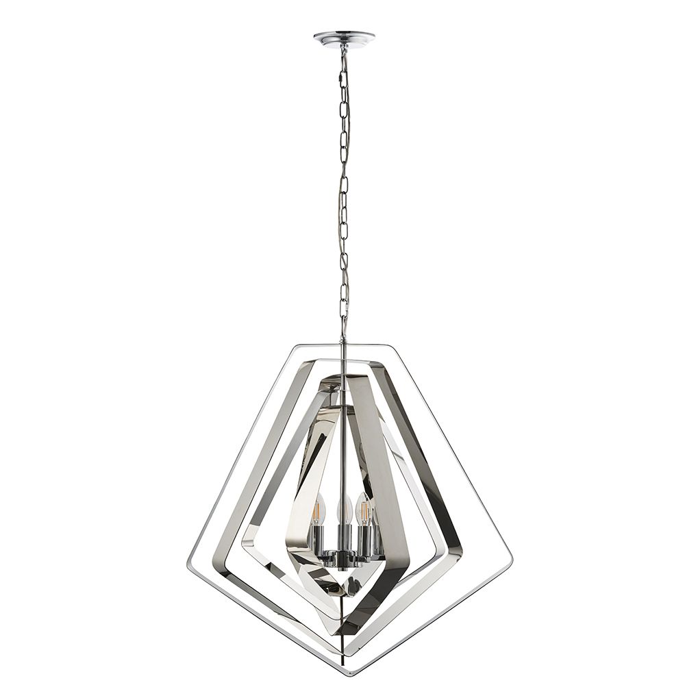 Riona 3 Light E14 Polished Chrome Pendant With Concentric Adjustable Tapered Frames