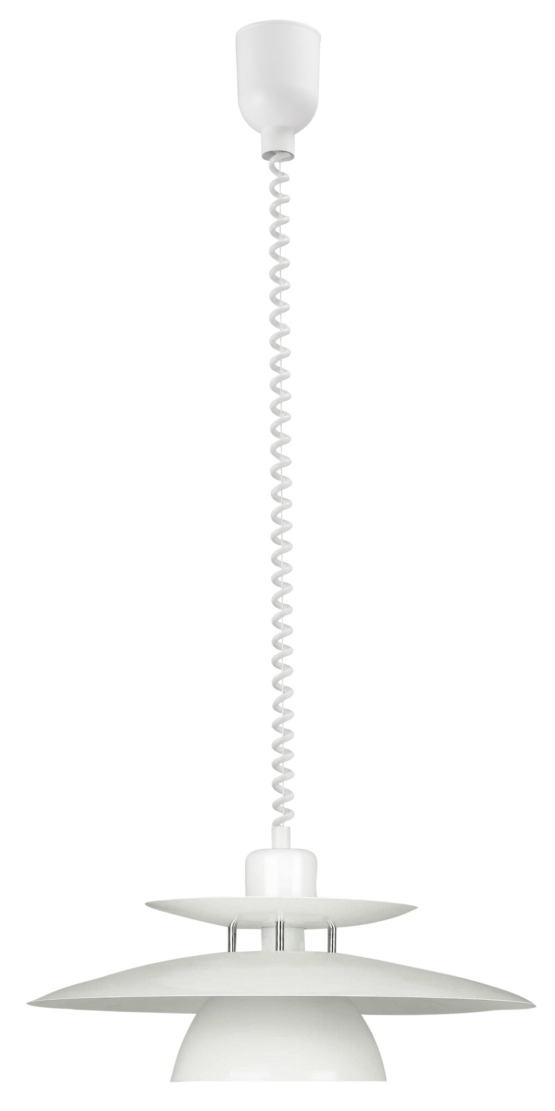 Brenda 1 Light E27 Adjustable Rise And Fall Pendant White With Polished Chrome And White