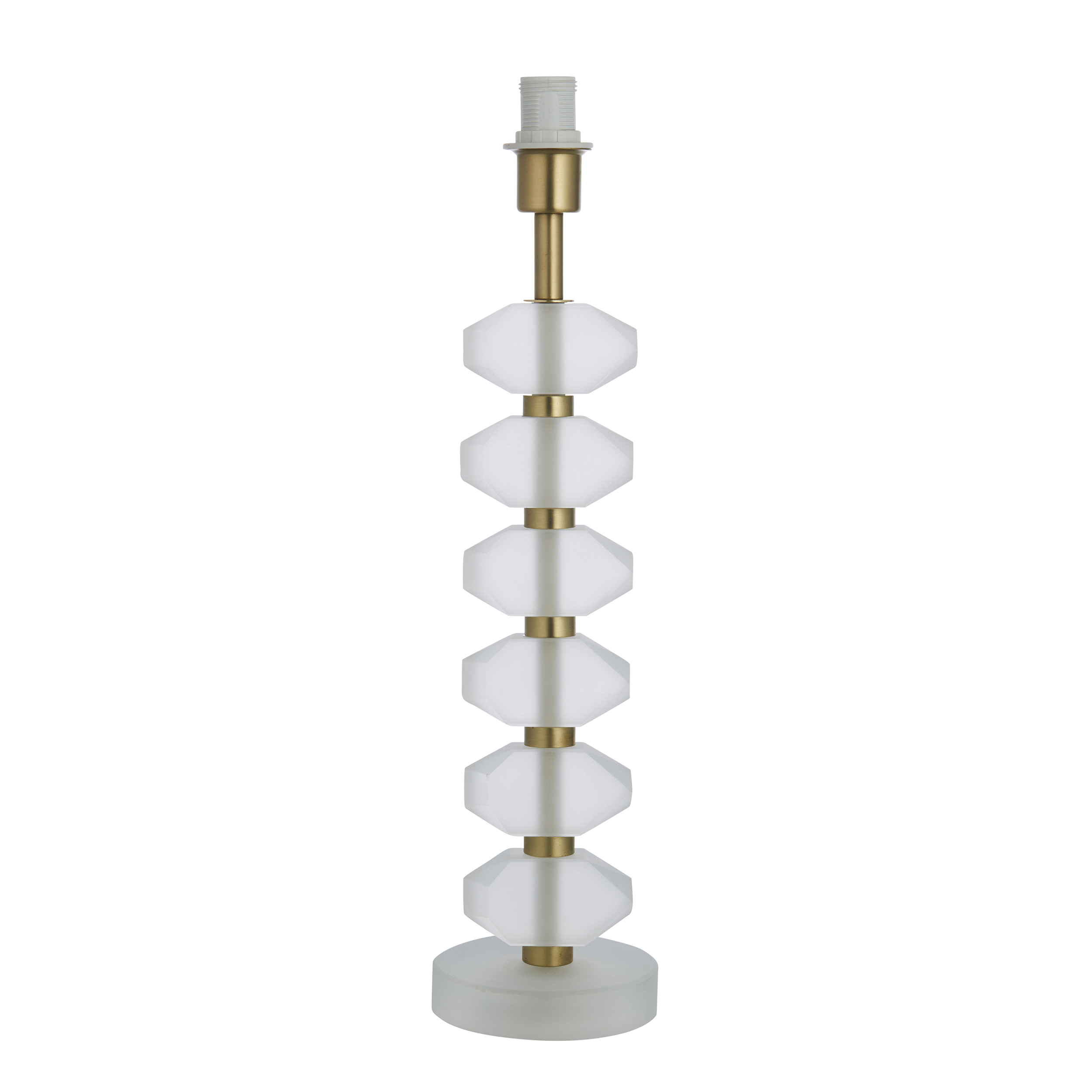 Annabelle 1 Light E14 Table Lamp Brushed Gold With Frosted Crystal Glass With Inline Switch (Base Only)