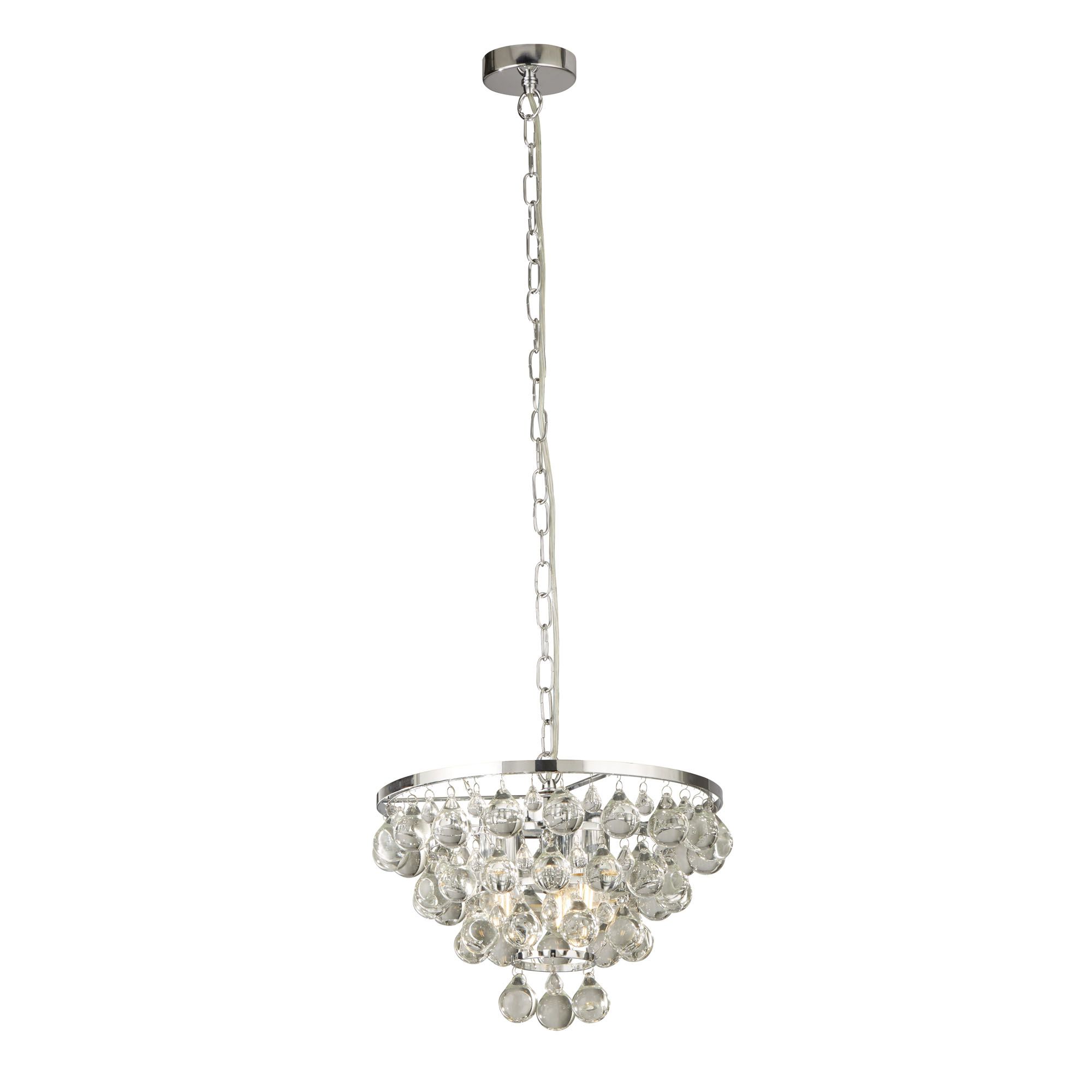 Searchlight 9634-4CC Michelle 4 Light Pendant Polished Chrome With Rain Drop Glass Balls Finish