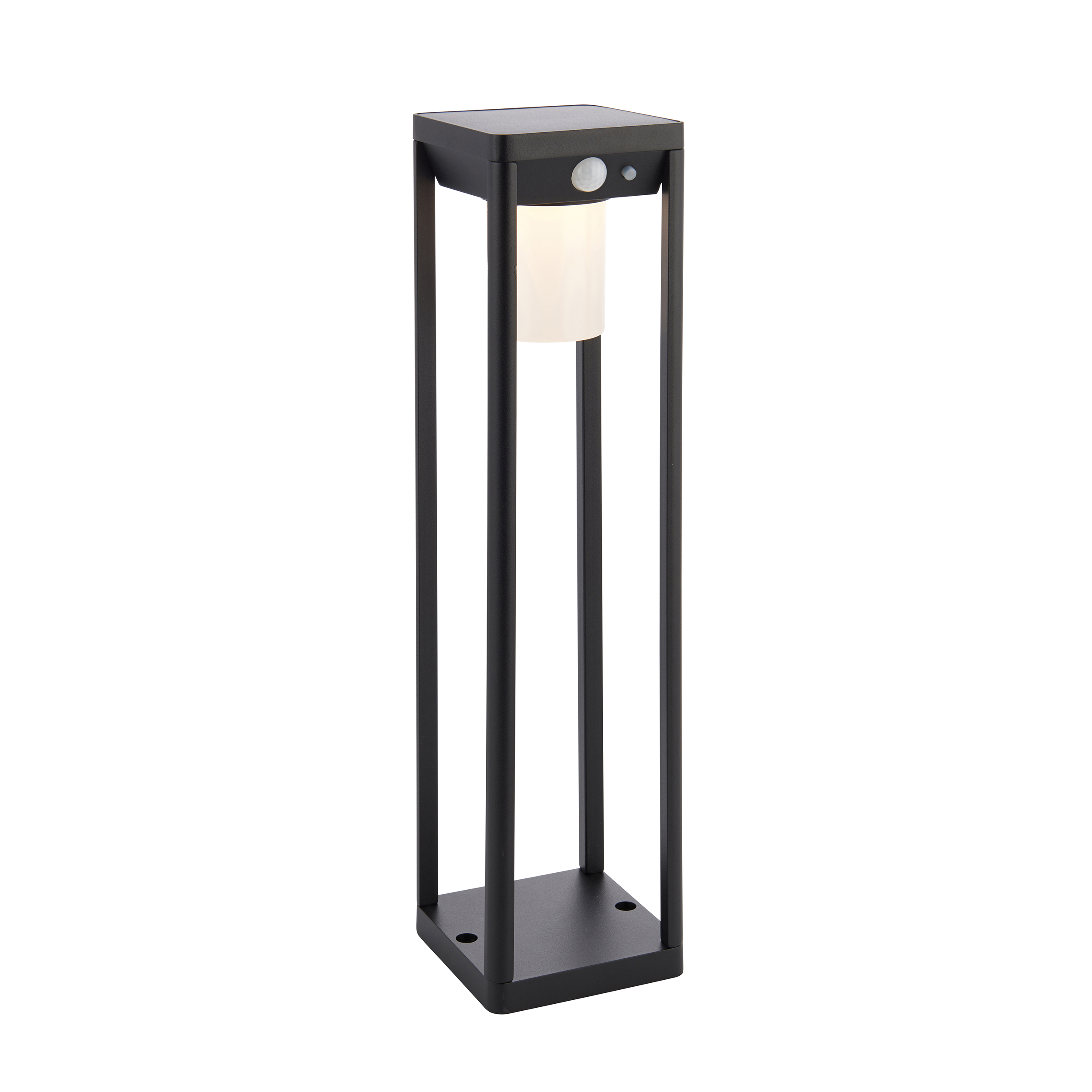 Hallam 1 Light 2.7W 180lm Black Solar Powered LED Integrated Dusk to Dawn & PIR Sensor Outdoor IP44 Pedestal Light