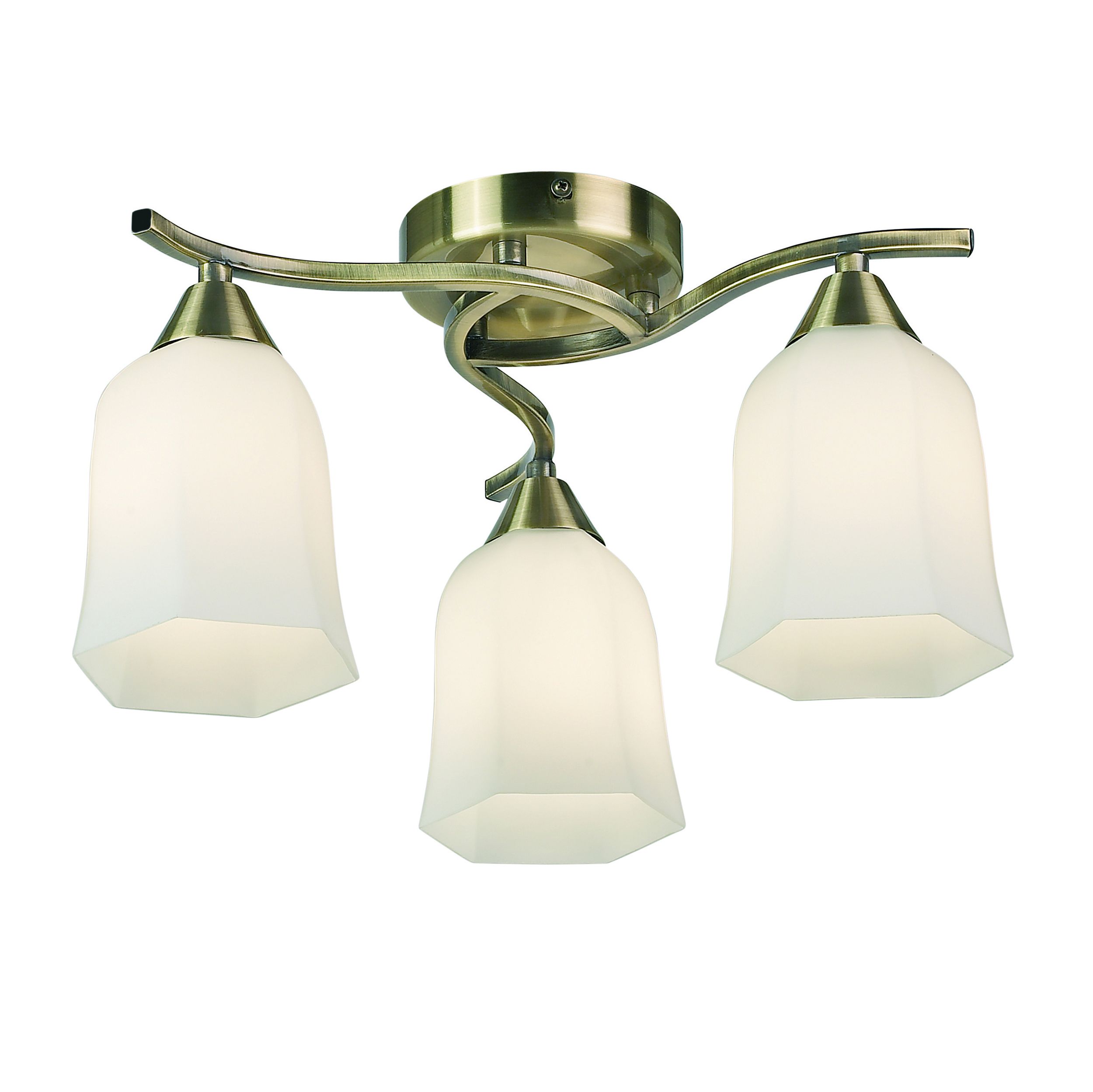 Endon 96973-AB Alonso 3 Light Semi Flush Antique Brass Plate/Matt Finish