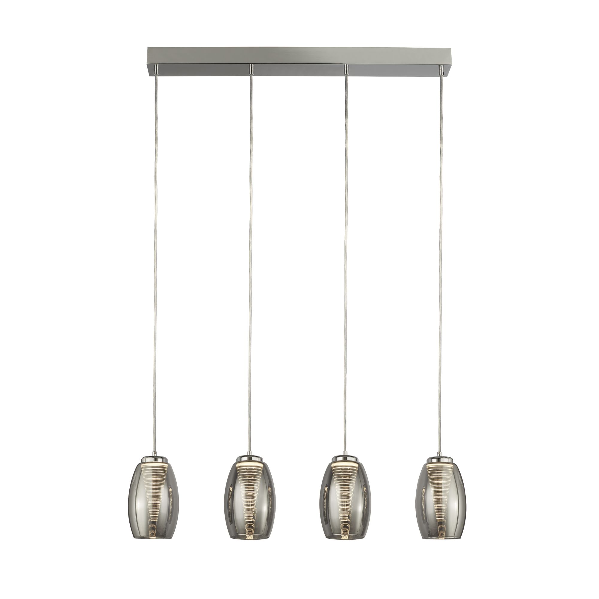 4 Light LED Bar Pendant With Smoked Glass