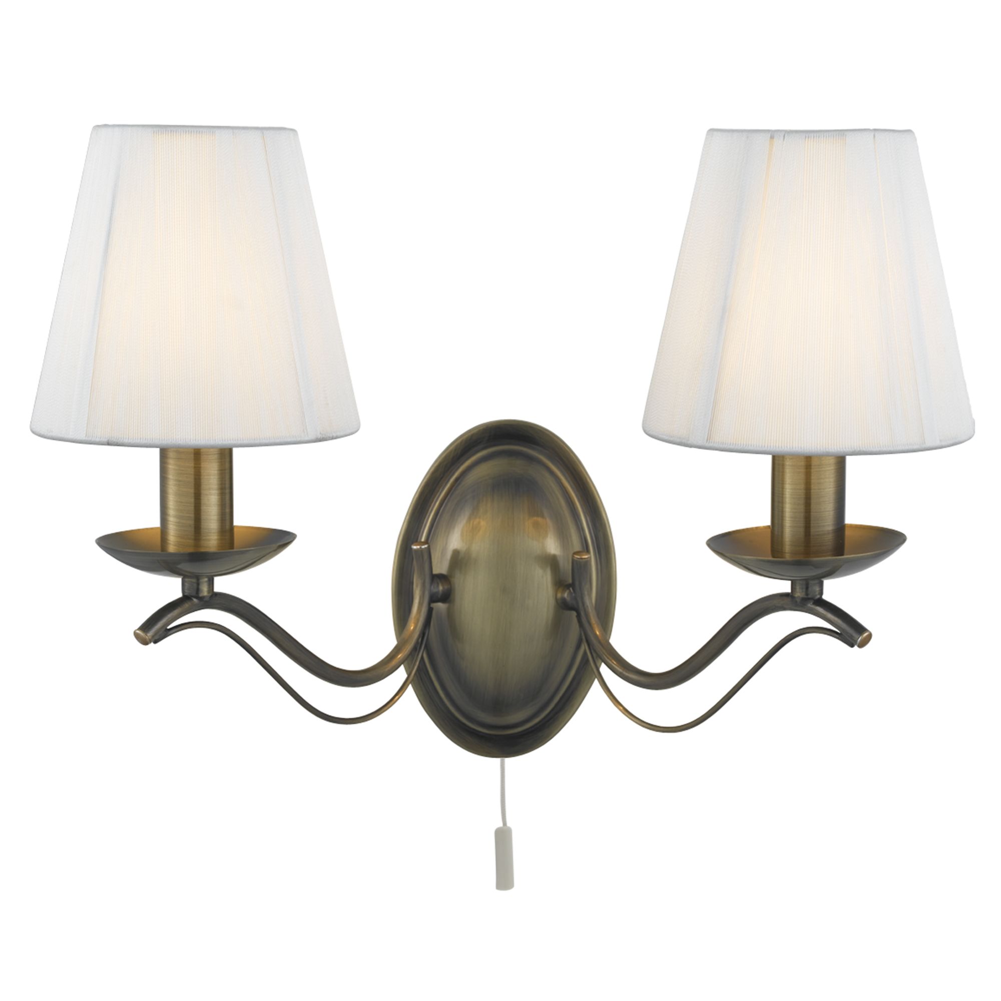 Andretti - 2 Light Wall Bracket, Antique Brass, Cream String Shades