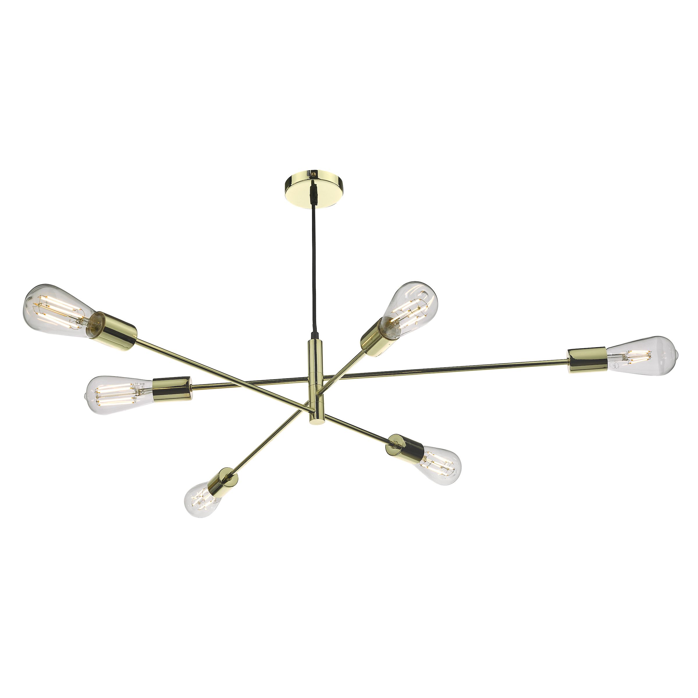 Cerámica 6 Light E27 Polished Gold Adjustable Pendant Celing Light