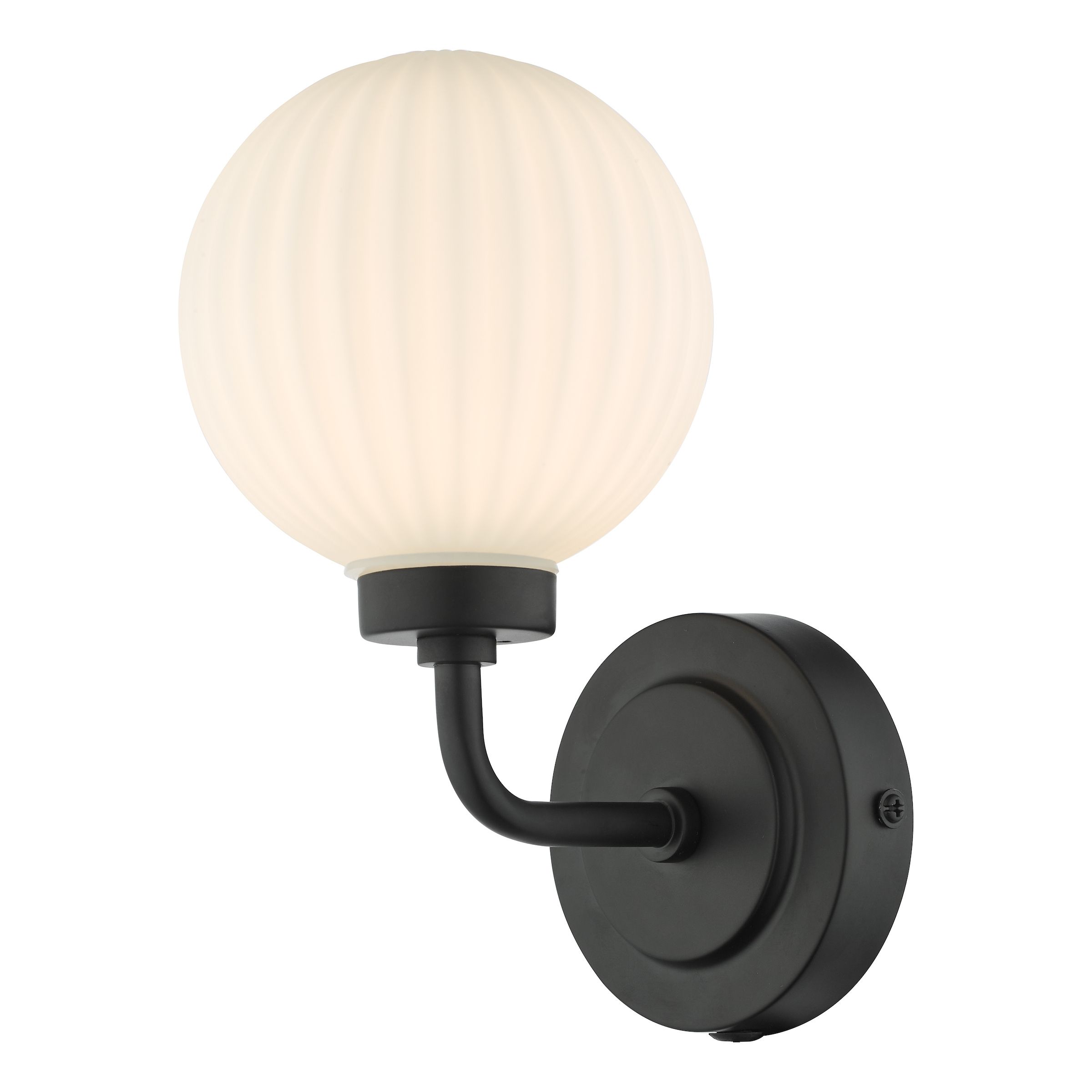 Fresa 1 Light G9 Matt Black IP44 Wall Light With Opal Glass Shade