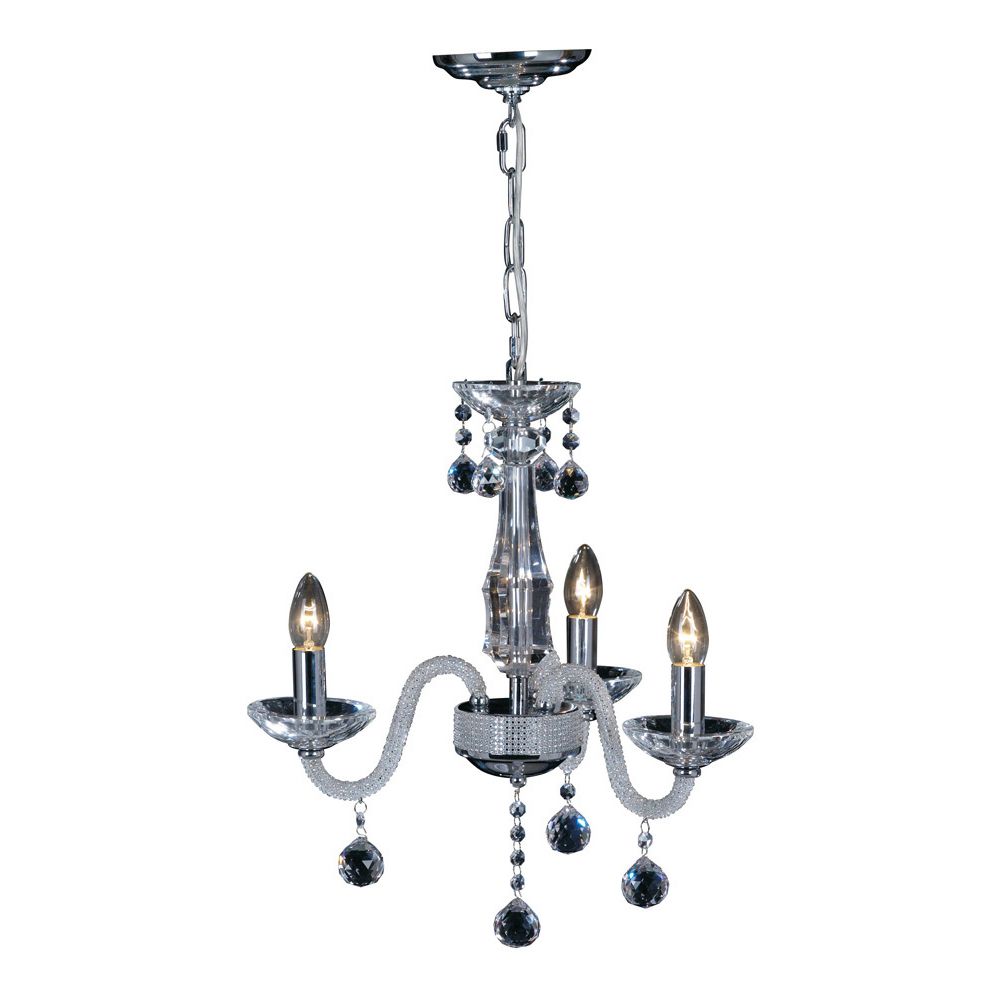 Amora 48cm Pendant 3 Light E14 Polished Chrome/Crystal