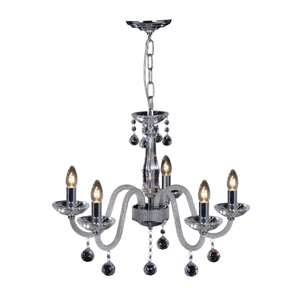 Amora 60cm Pendant 5 Light E14 Polished Chrome/Crystal
