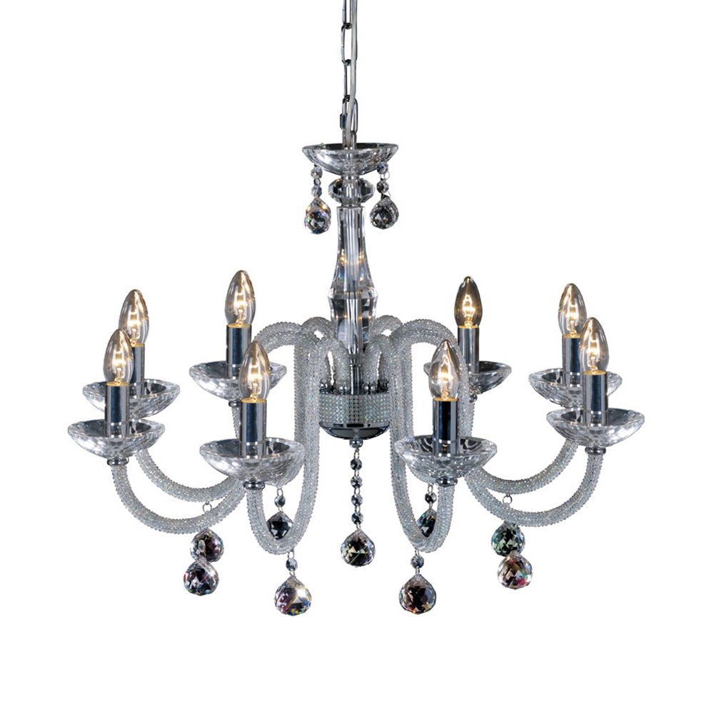 Amora 72cm Pendant 8 Light E14 Polished Chrome/Crystal