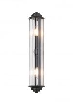 Calais 2 Light Crystal Wall, E14, IP44, Satin Black/Clear Crystal
