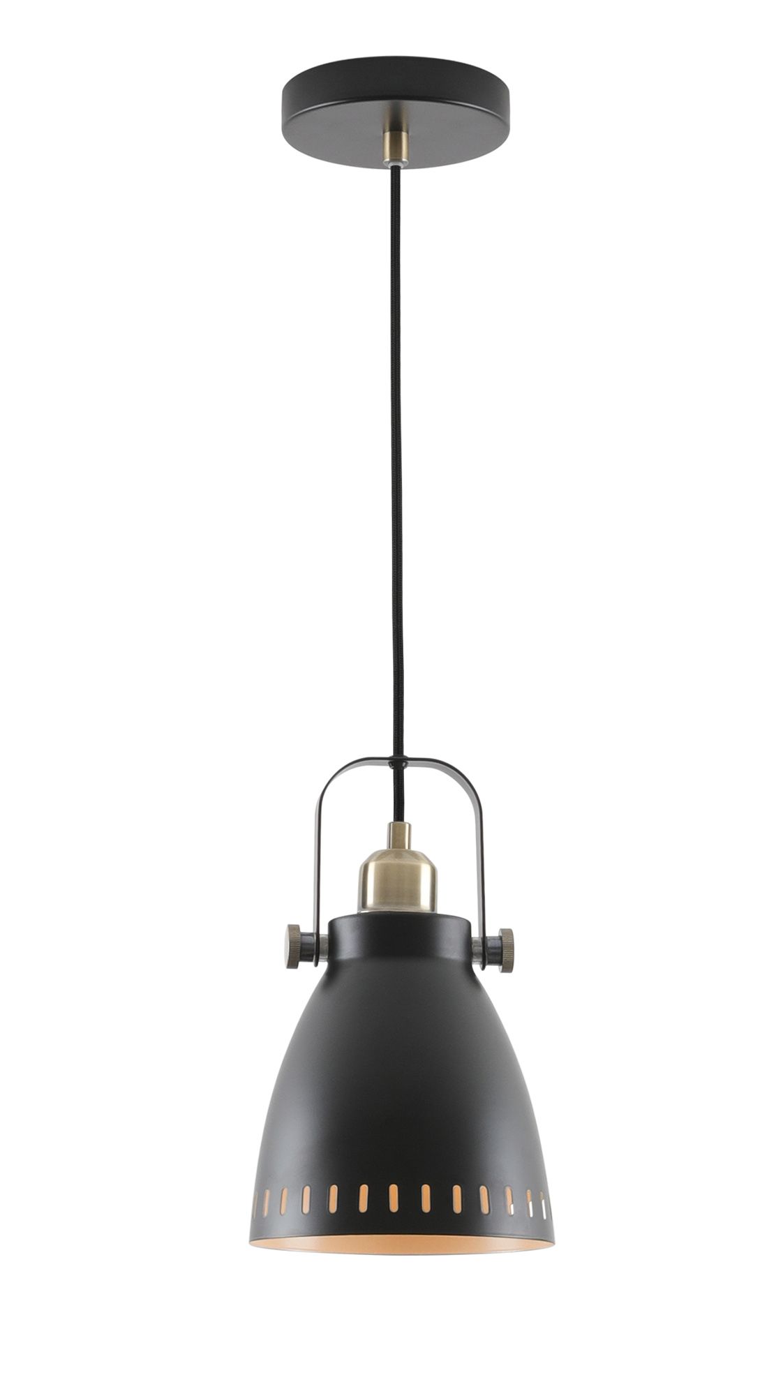 Arbour 17cm Small Pendant, 1 x E27, Matt Black/Antique Brass/Khaki