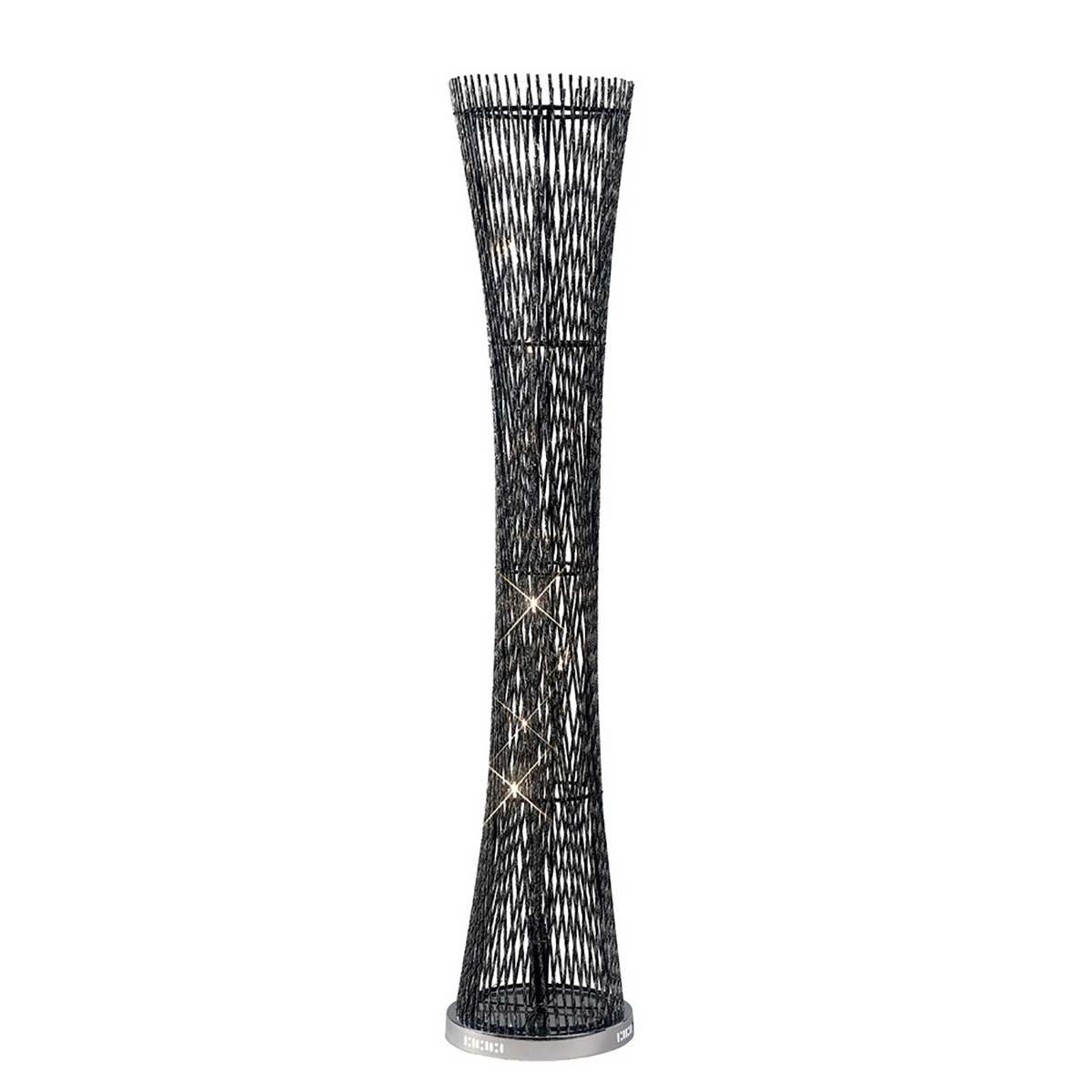 (DH) Arista Round Twisted Floor Lamp 9 Light G4 Black/Polished Polished Chrome