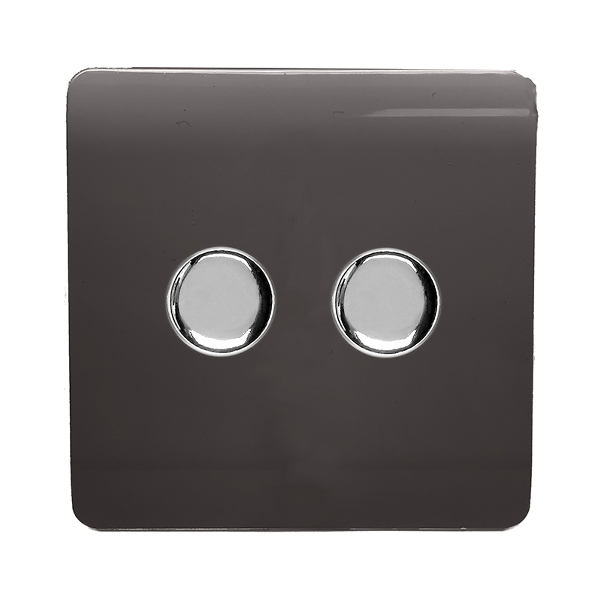 Dark Brown Screwless 2 Gang 2 Way 100W LED Dimmer Switch, (35mm Back Box Req.), 10yrs Warranty