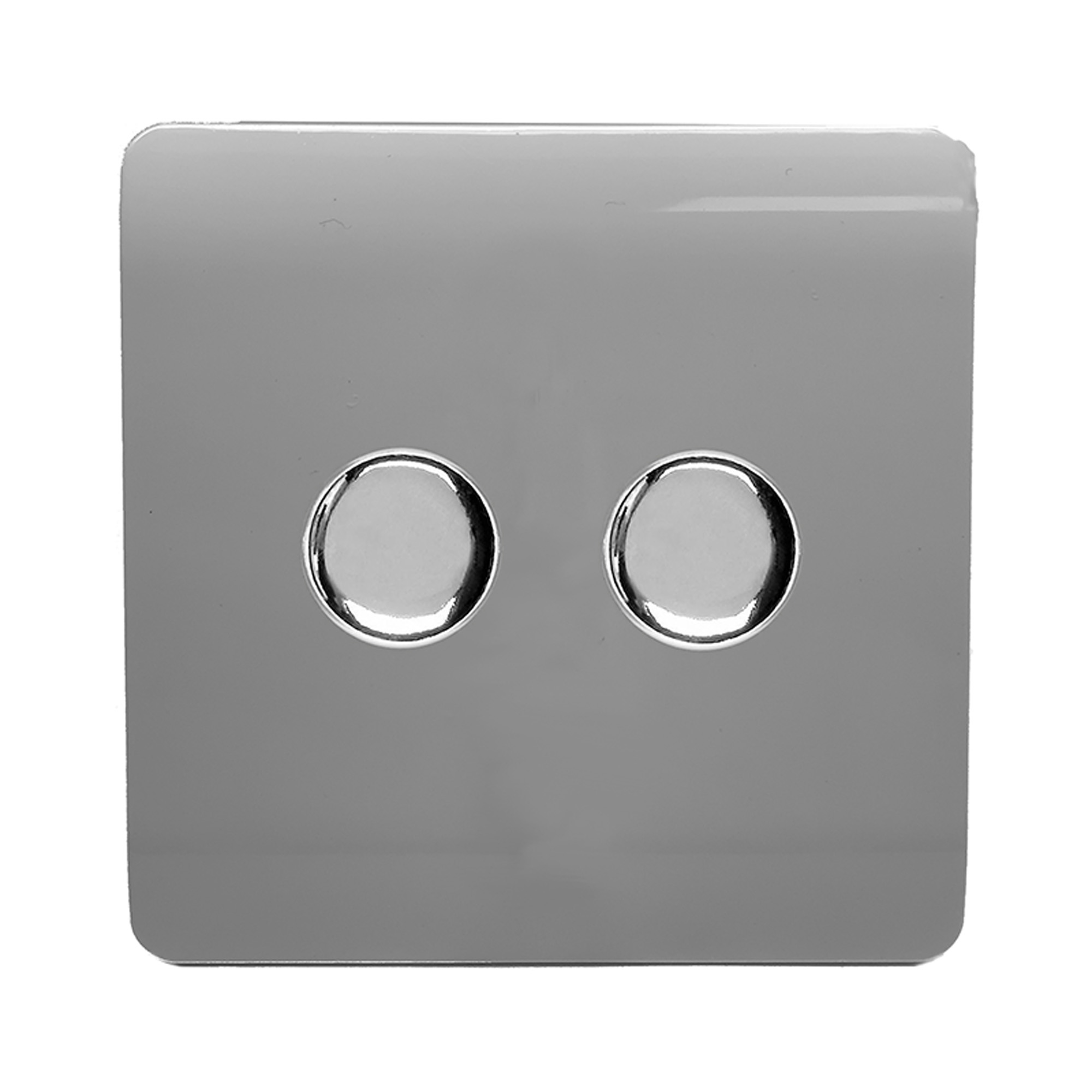 Light Grey Screwless 2 Gang 2 Way 100W LED Dimmer Switch, (35mm Back Box Req.), 10yrs Warranty