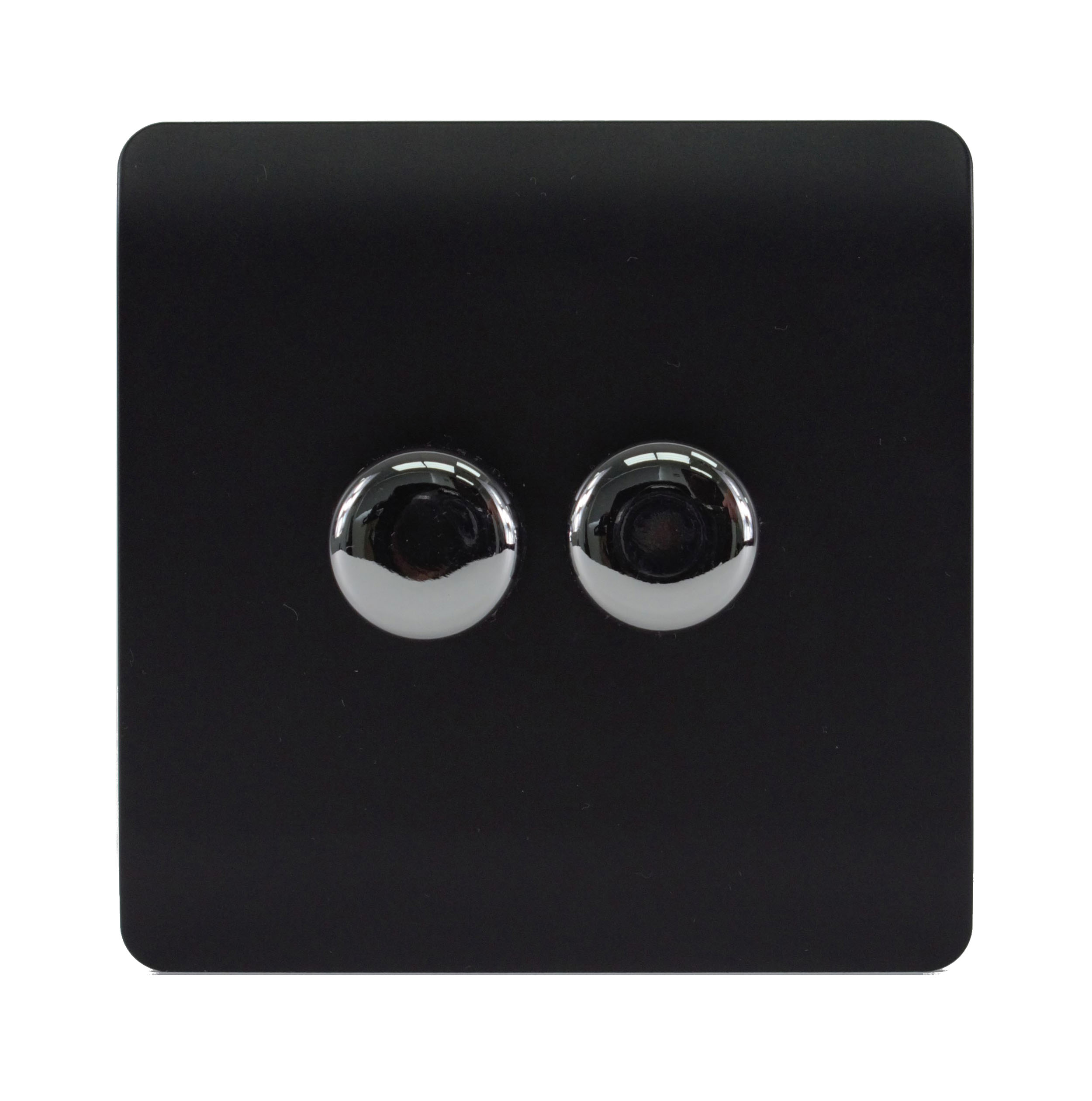 Matt Black Screwless 2 Gang 2 Way 100W LED Dimmer Switch, (35mm Back Box Req.), 10yrs Warranty