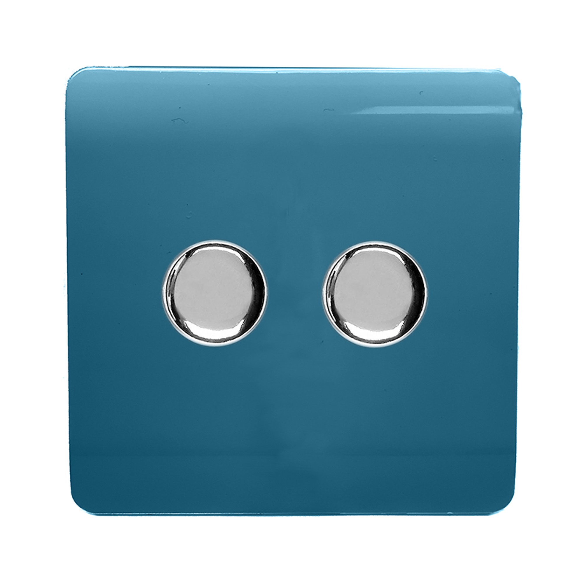 Ocean Blue Screwless 2 Gang 2 Way 100W LED Dimmer Switch, (35mm Back Box Req.), 10yrs Warranty