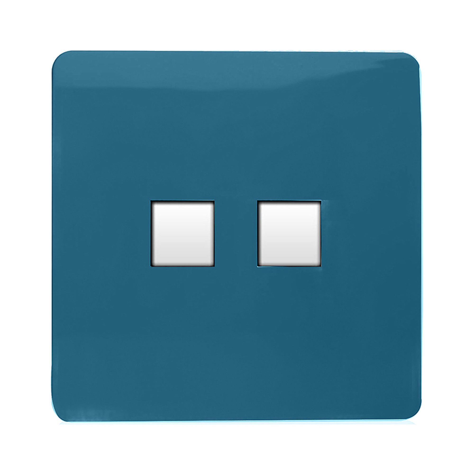 Trendi, Artistic Modern Twin RJ11 Telephone Ocean Blue Finish, BRITISH MADE, (35mm Back Box Required), 10yrs Warranty