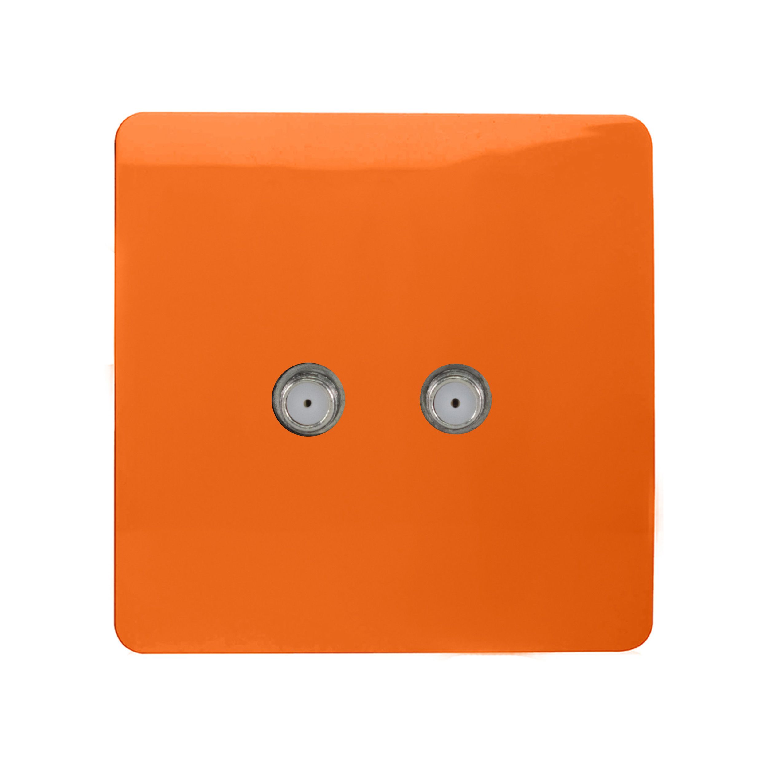 Trendi, Artistic Modern 2 Gang Male F-Type Satellite Television Socket Orange, (25mm Back Box Required), 10yrs Warranty