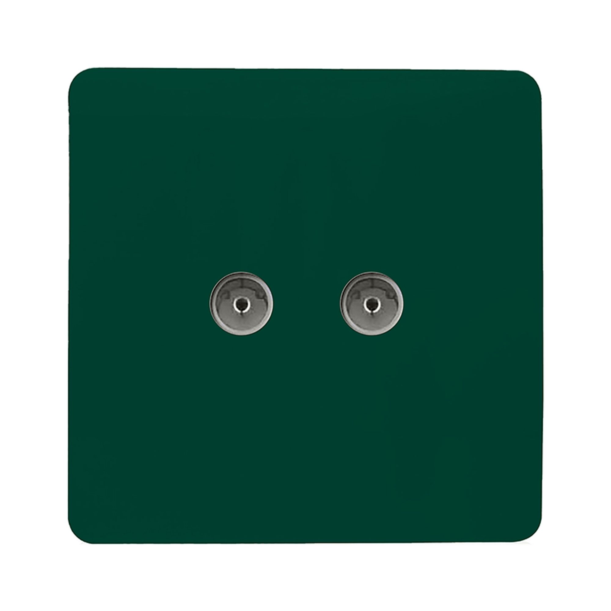 Trendi, Artistic Modern Twin TV Co-Axial Outlet Dark Green Finish, BRITISH MADE, (25mm Back Box Required), 10yrs Warranty