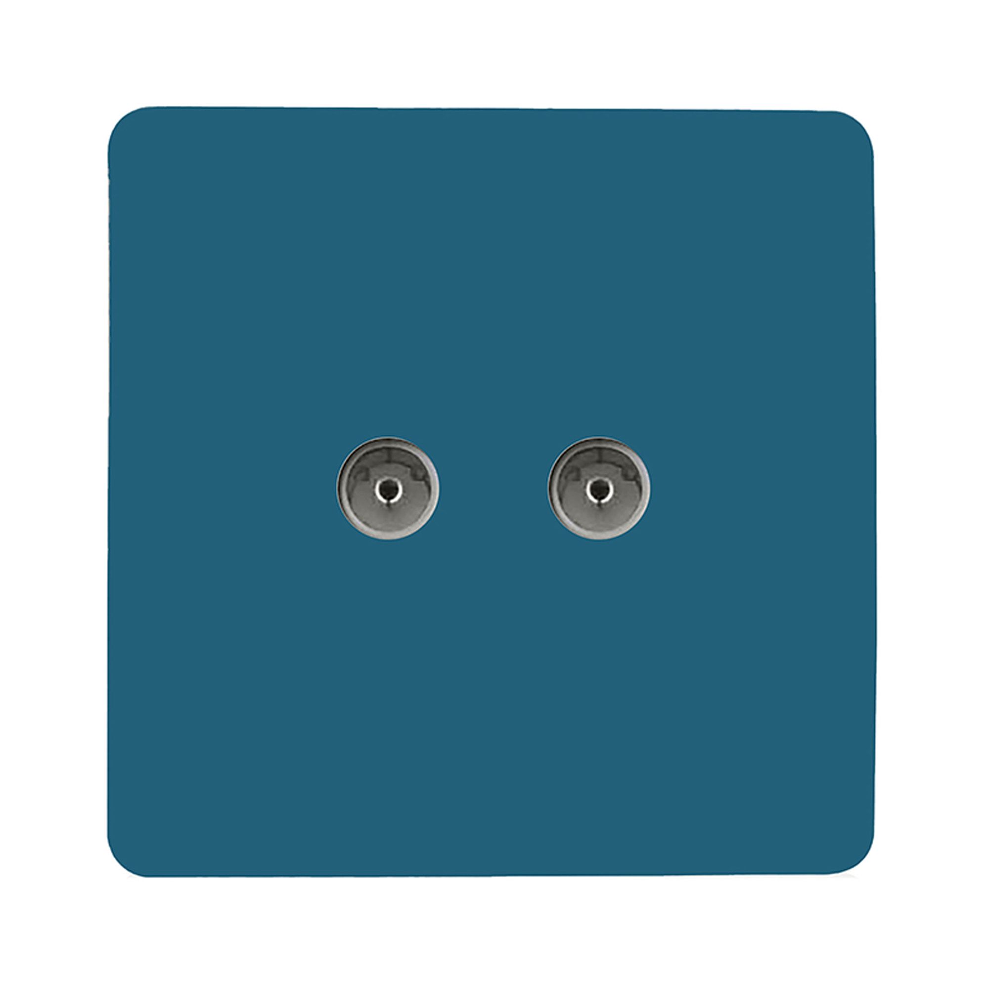 Trendi, Artistic Modern Twin TV Co-Axial Outlet Ocean Blue Finish, BRITISH MADE, (25mm Back Box Required), 10yrs Warranty