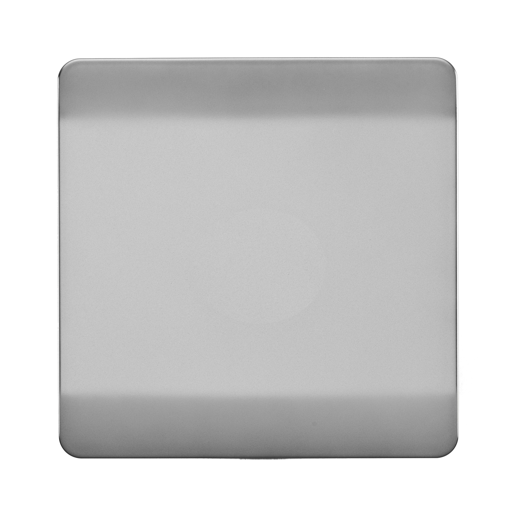 Brushed Steel Screwless 1 Gang Blanking Plate, (25mm Back Box Req.), 10yrs Warranty
