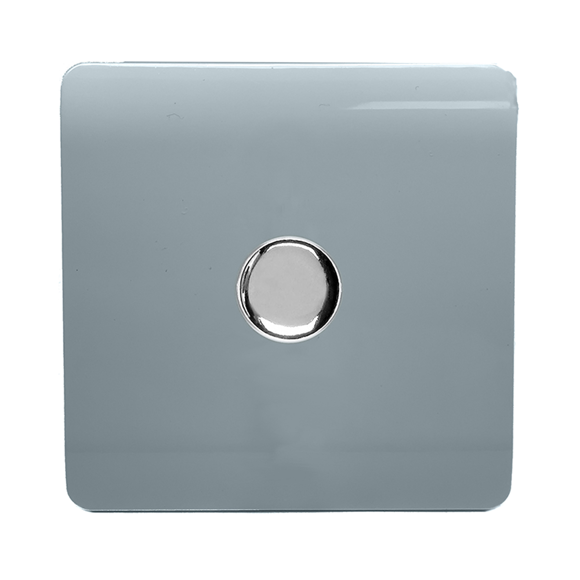 Cool Grey Screwless 1 Gang 2 Way 100W LED Dimmer Switch, (35mm Back Box Req.), 10yrs Warranty