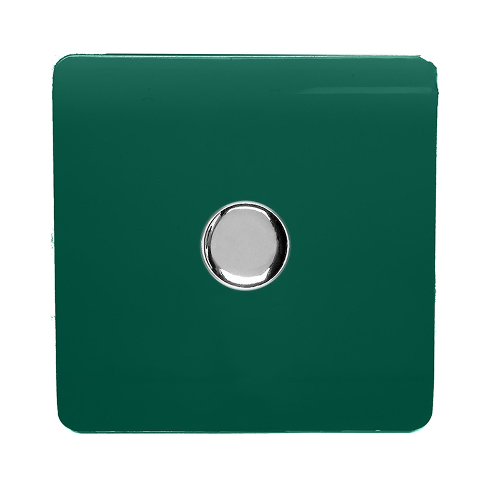 Dark Green Screwless 1 Gang 2 Way 100W LED Dimmer Switch, (35mm Back Box Req.), 10yrs Warranty