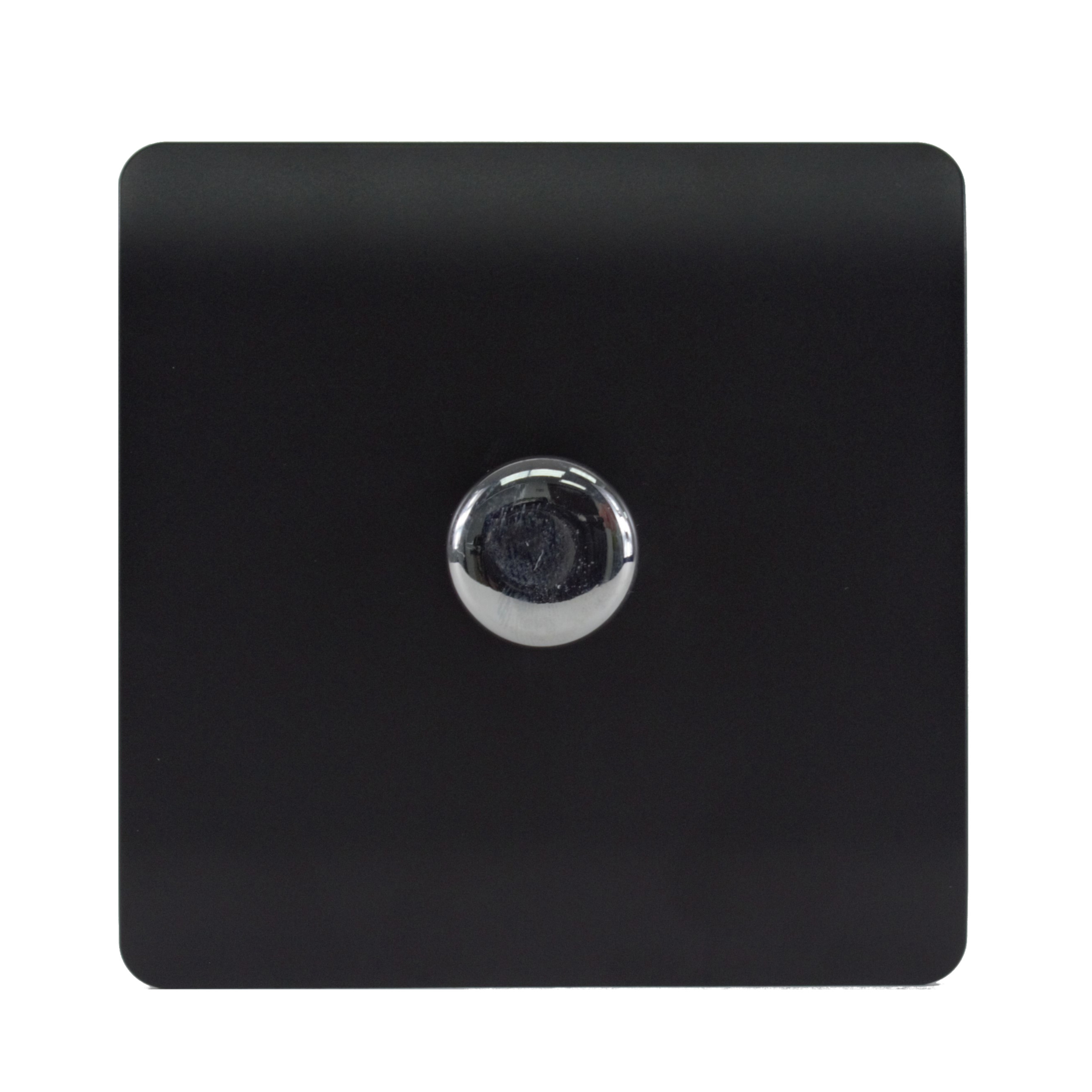 Matt Black Screwless 1 Gang 2 Way 100W LED Dimmer Switch, (35mm Back Box Req.), 10yrs Warranty