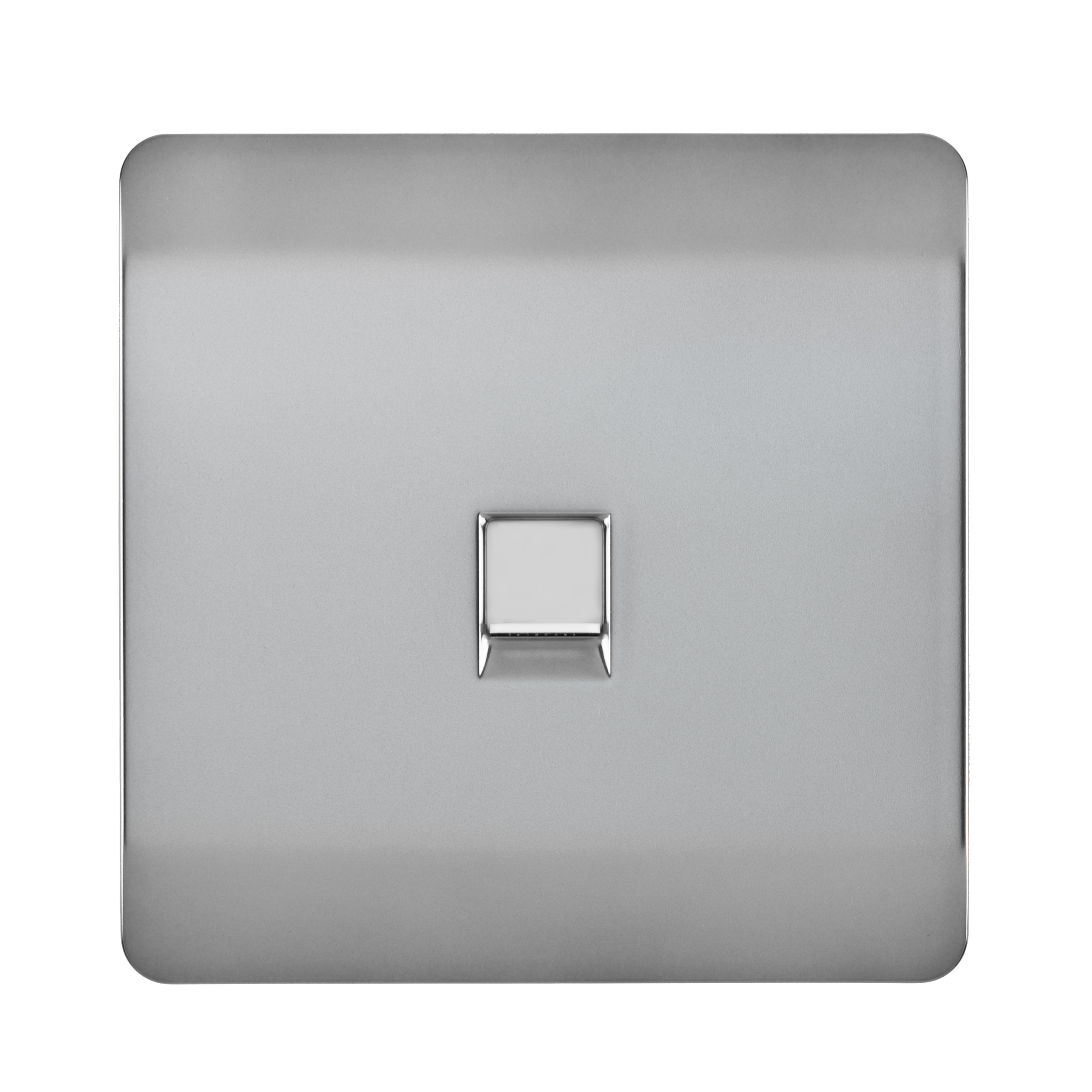 Trendi, Artistic Modern 1 Gang RJ11 Telephone Brushed Steel Finish, BRITISH MADE, (35mm Back Box Required), 10yrs Warranty