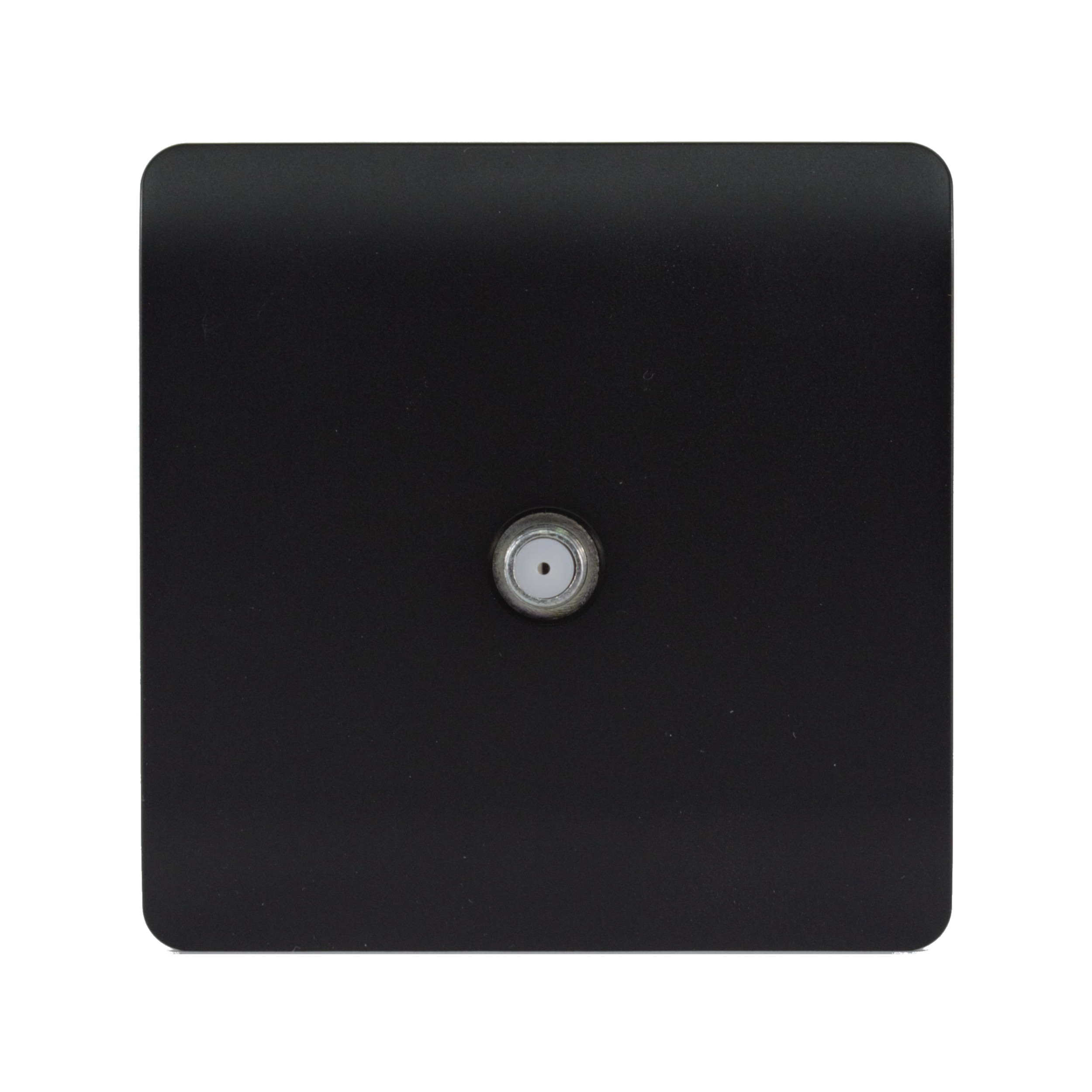 Matt Black Screwless 1 Gang F-Type Satellite, (25mm Back Box Req.), 10yrs Warranty