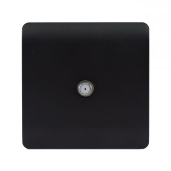 Matt Black Screwless 1 Gang F-Type Satellite, (25mm Back Box Req.), 10yrs Warranty