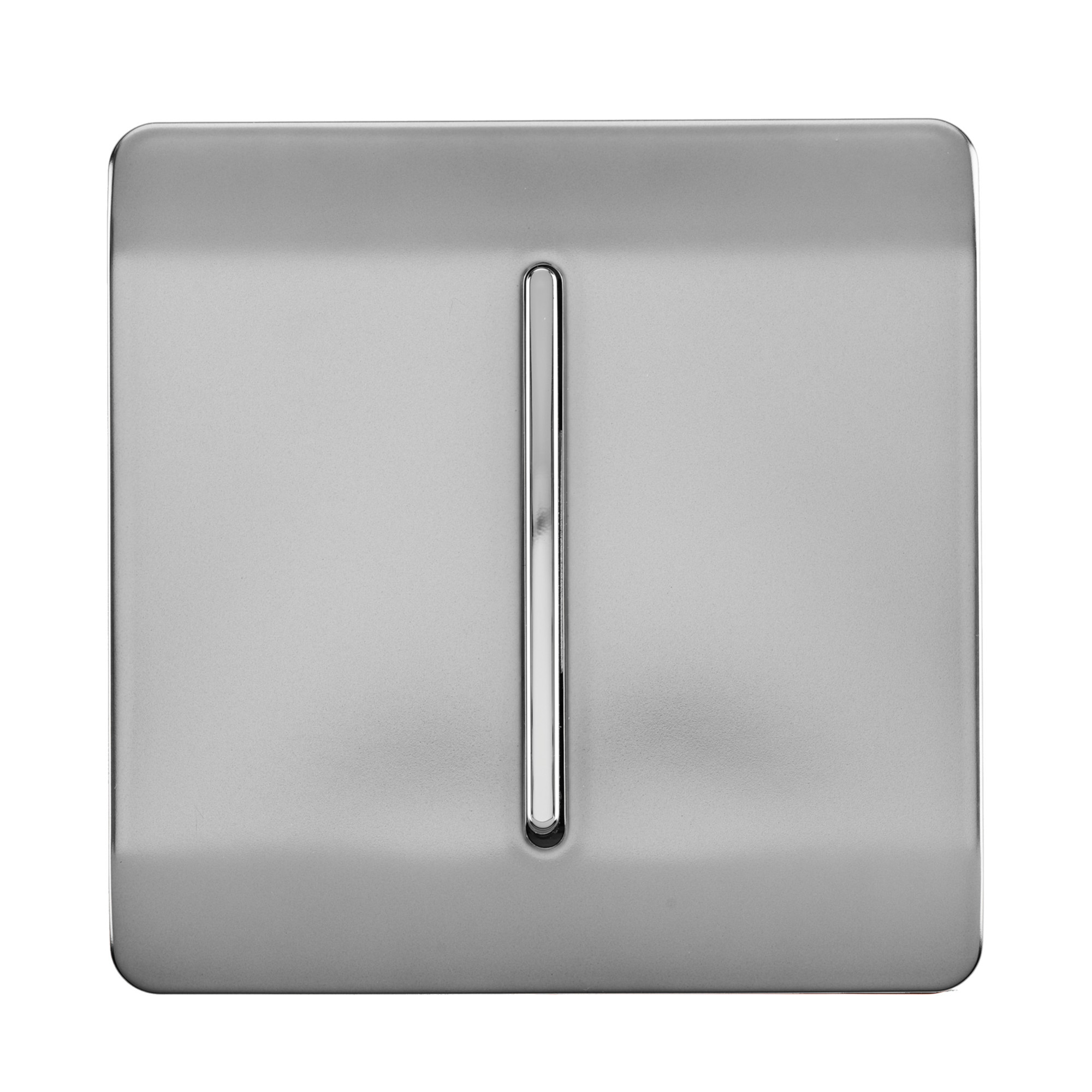 Trendi, Artistic Modern 1 Gang 3 Way Intermediate Brushed Steel Finish, BRITISH MADE, (25mm Back Box Required), 10yrs Warranty
