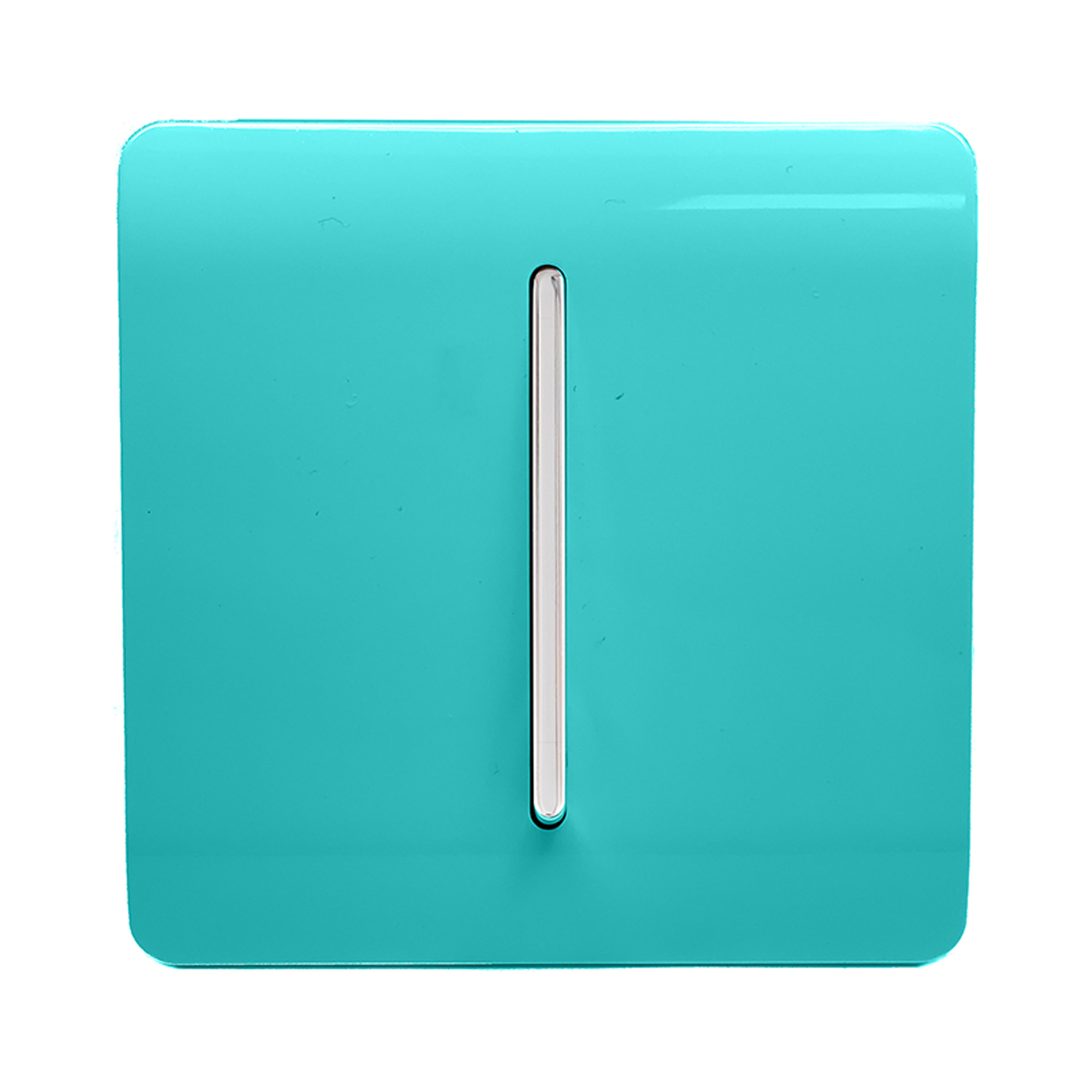 Trendi, Artistic Modern 1 Gang 2 Way 10 Amp Rocker Bright Teal Finish, BRITISH MADE, (25mm Back Box Required), 10yrs Warranty