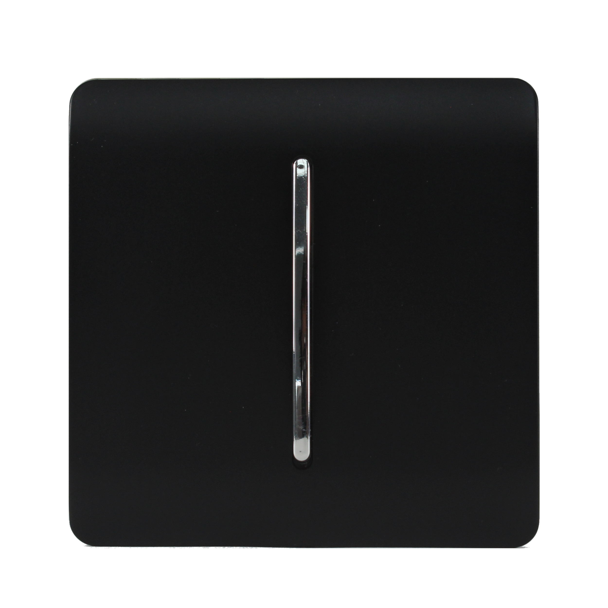 Matt Black Screwless 1 Gang 2 Way Rocker Light Switch 10AX, (25mm Back Box Req.), 10yrs Warranty