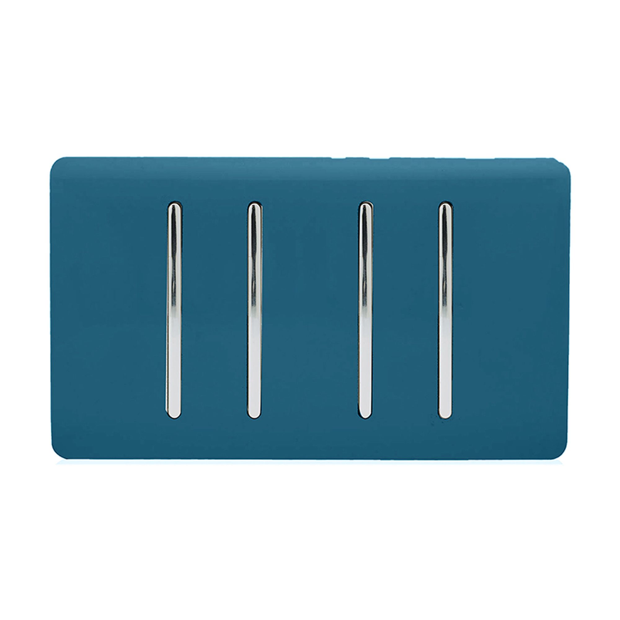 Trendi, Artistic Modern 4 Gang 2 Way 10 Amp Rocker Twin Plate Midnight Blue Finish, BRITISH MADE, (25mm Back Box Required), 10yrs Warranty