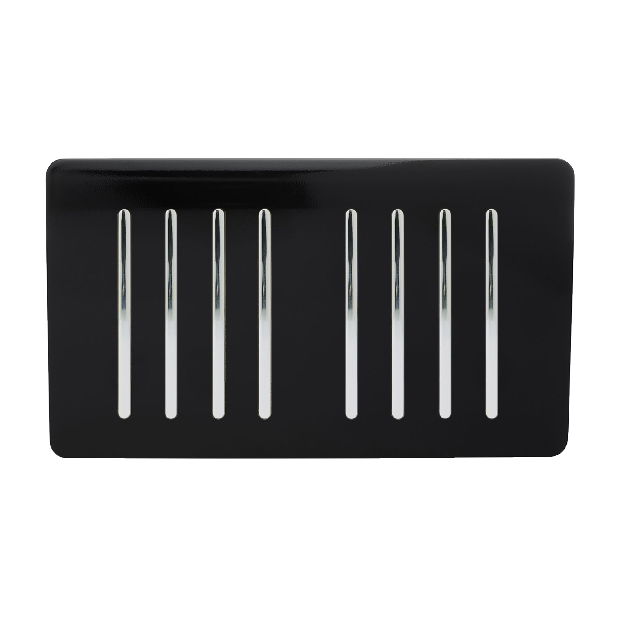 Trendi, Artistic Modern 8 Gang 2 Way 10 Amp Rocker Twin Plate Piano Black Finish, BRITISH MADE, (35mm Back Box Required), 10yrs Warranty