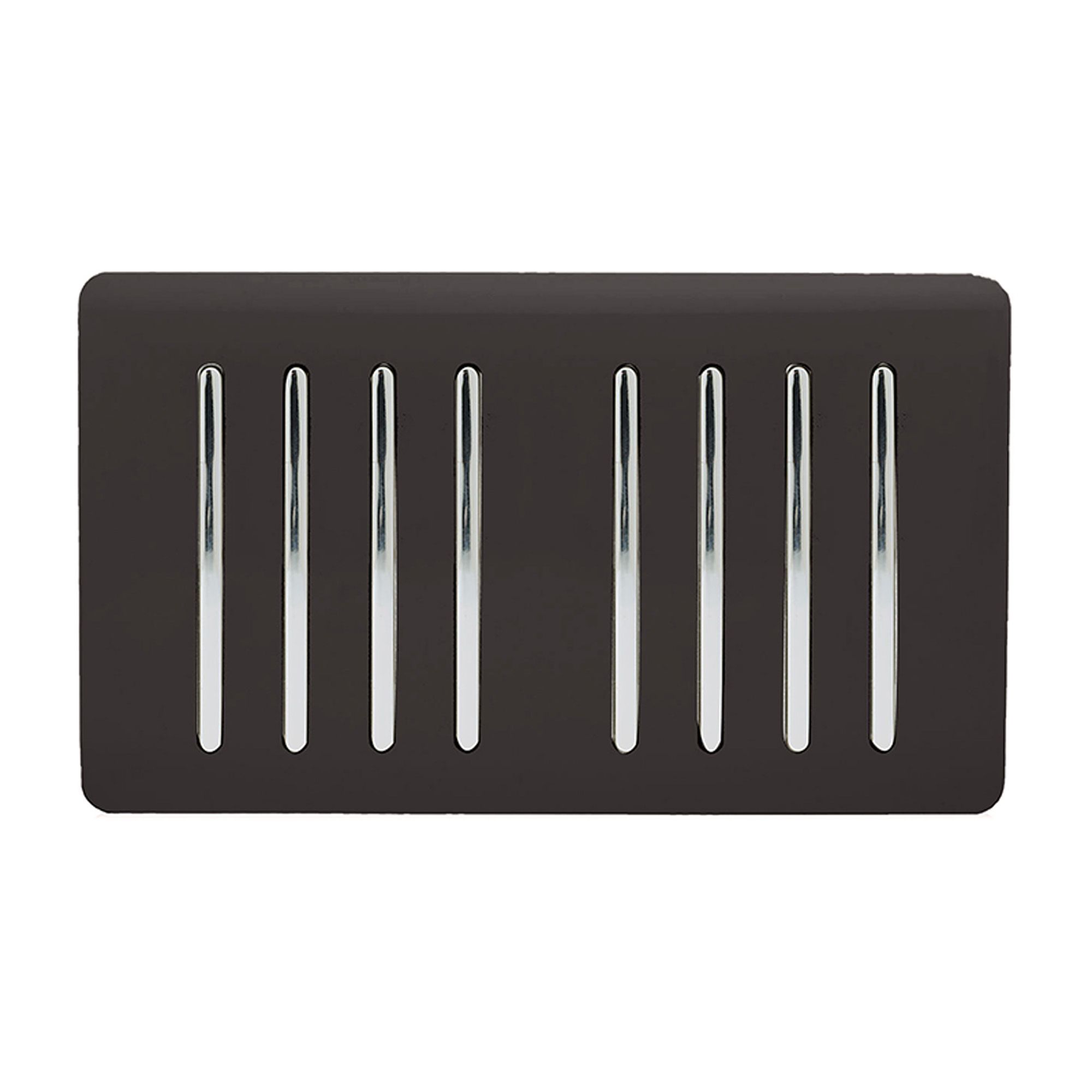 Trendi, Artistic Modern 8 Gang 2 Way 10 Amp Rocker Twin Plate Dark Brown Finish, BRITISH MADE, (35mm Back Box Required), 10yrs Warranty