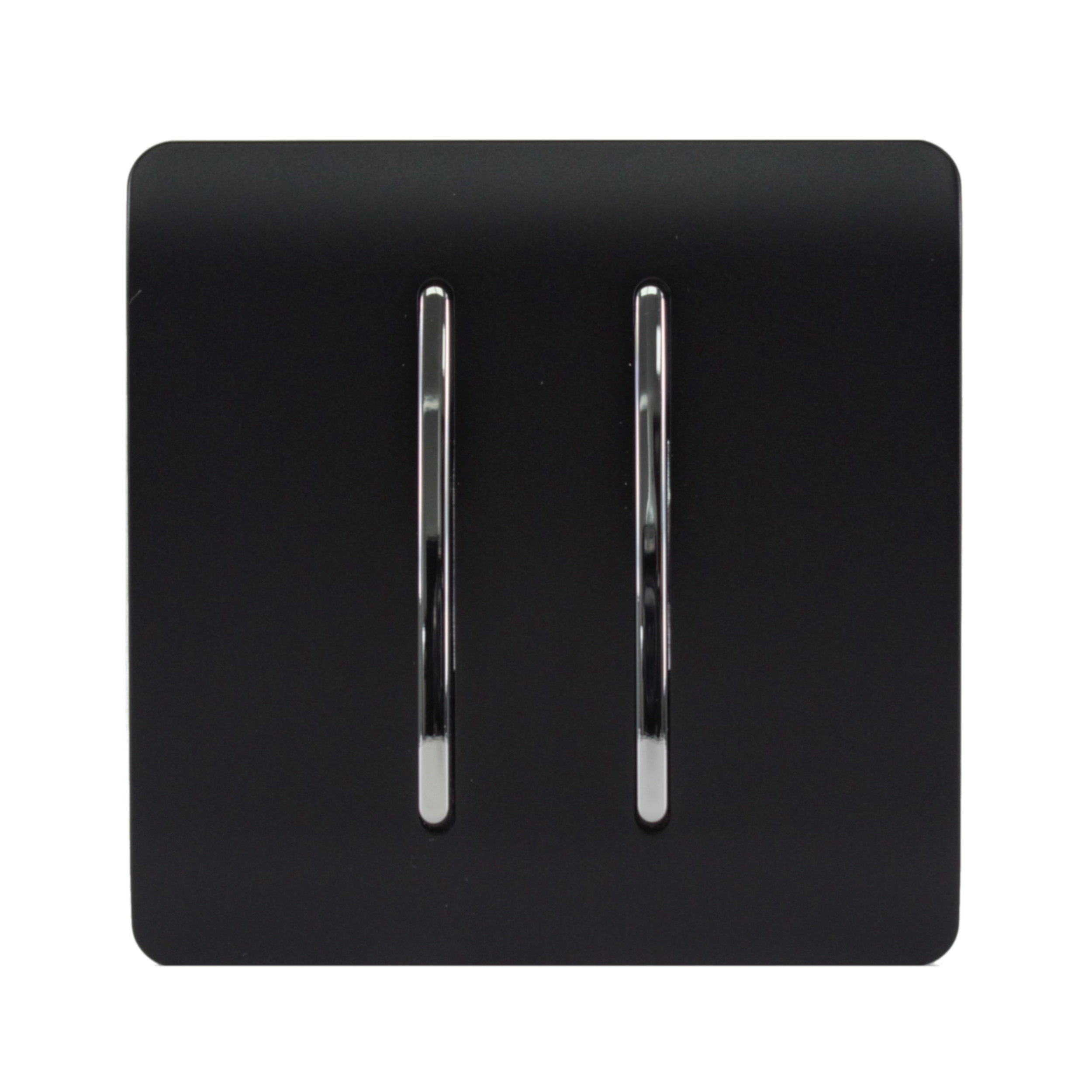 Matt Black Screwless 2 Gang Doorbell, (25mm Back Box Req.), 10yrs Warranty