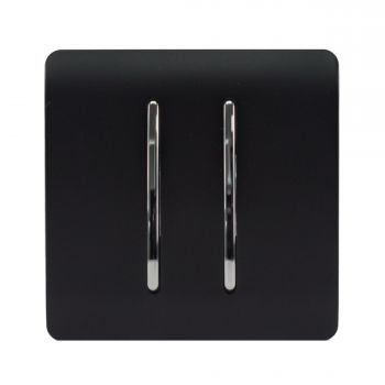 Matt Black Screwless 2 Gang Doorbell, (25mm Back Box Req.), 10yrs Warranty